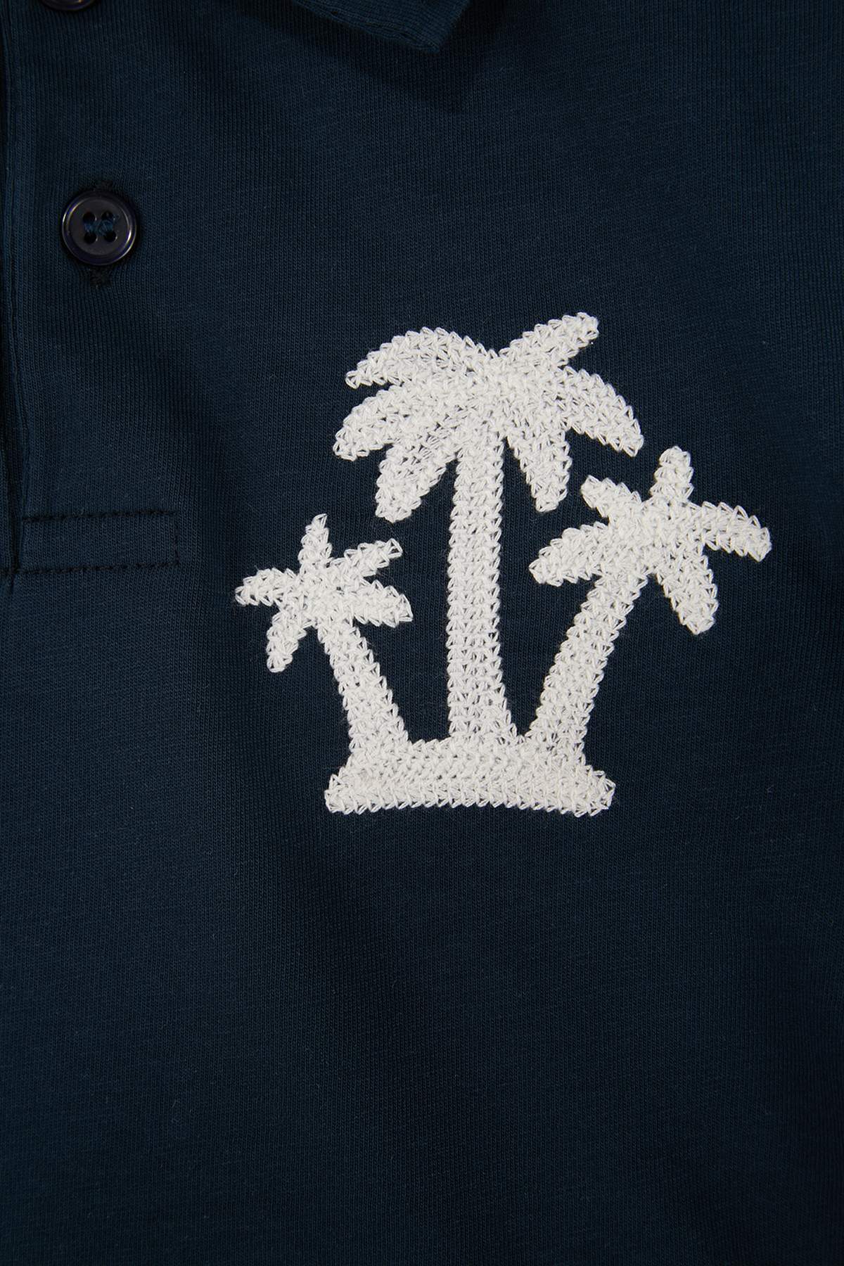 Boys' Green Embroidered Cotton Polo Short-Sleeve Set