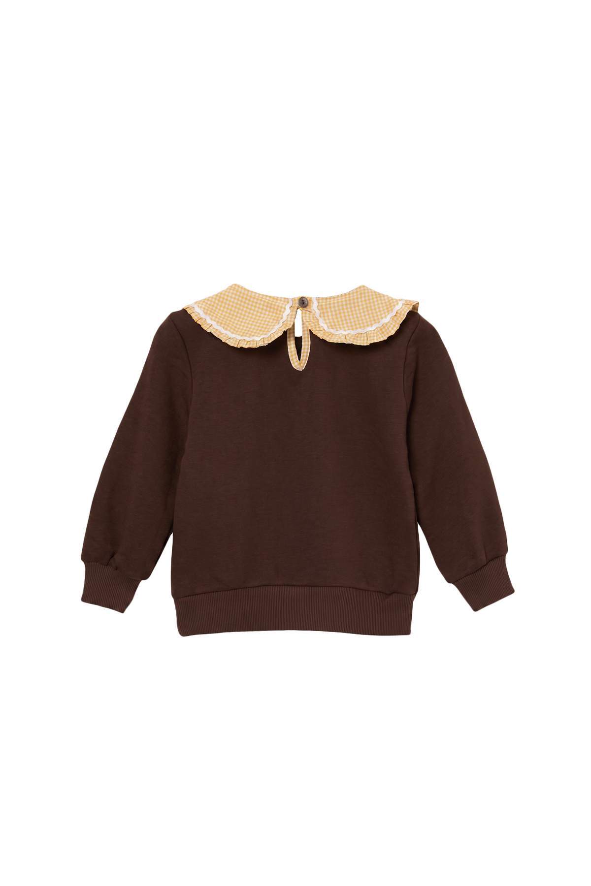 Girls' Brown Peter Pan Collar Sweatshirt