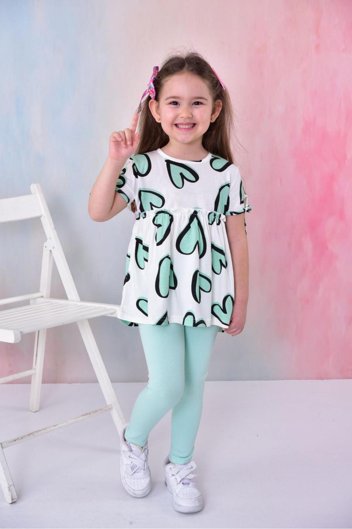 Girls' Mint Heart-Print T-Shirt & Leggings Set