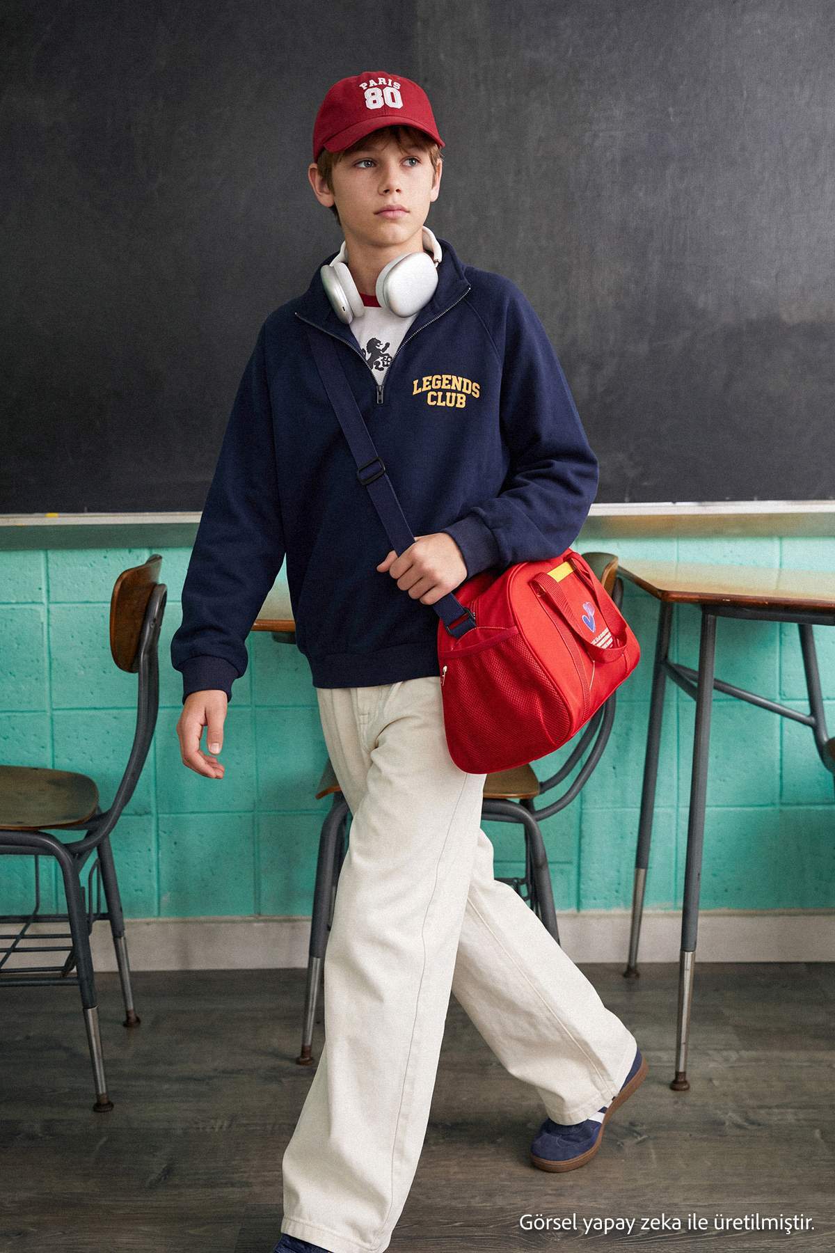 Boys' Embroidered Half-Zip Thick Sweatshirt