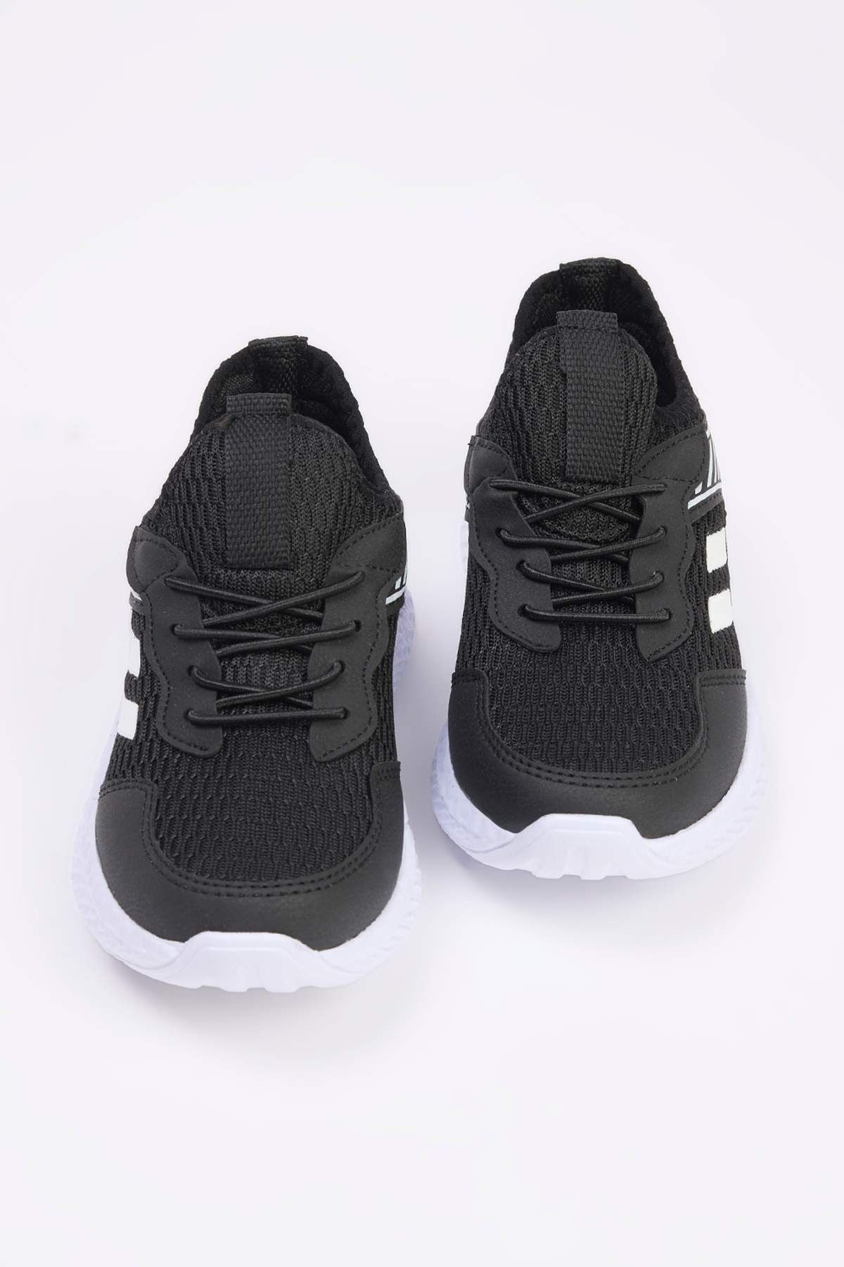 Girls' Black Easy-On Elastic-Lace Sneakers