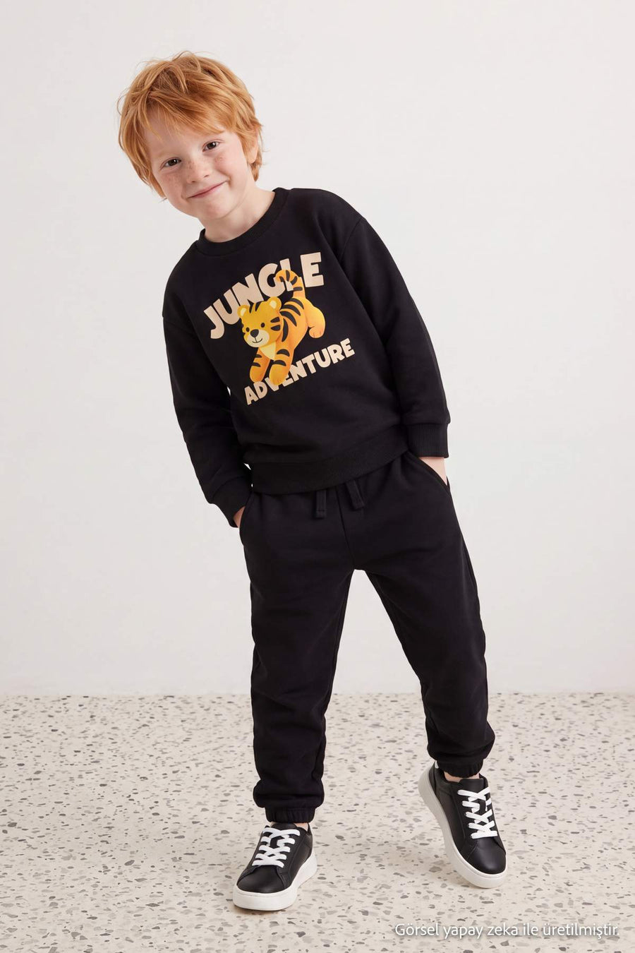 Boys' Black Tiger-Print Sweatshirt & Jogger Set