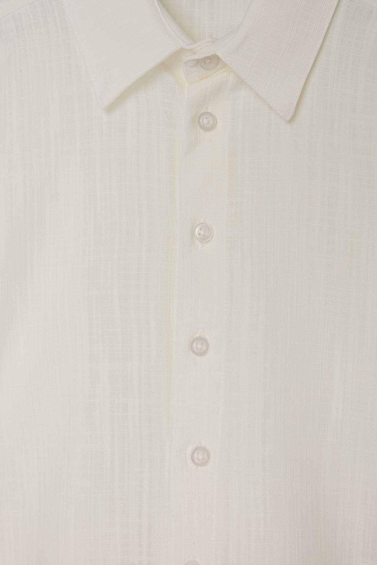Boys' Ecru Cotton Short-Sleeve Shirt