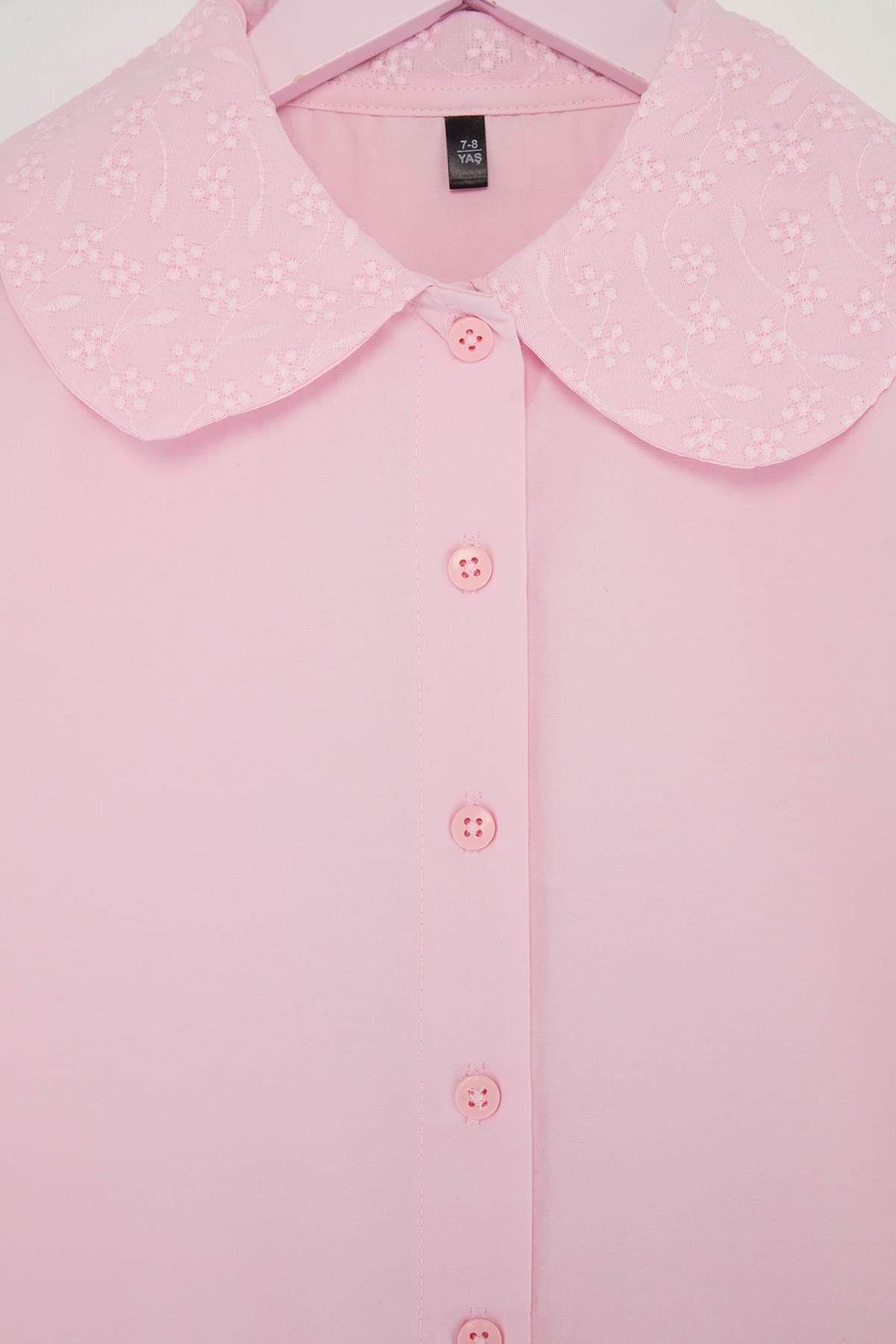 Girls' Pink Slim-Fit Cropped Shirt