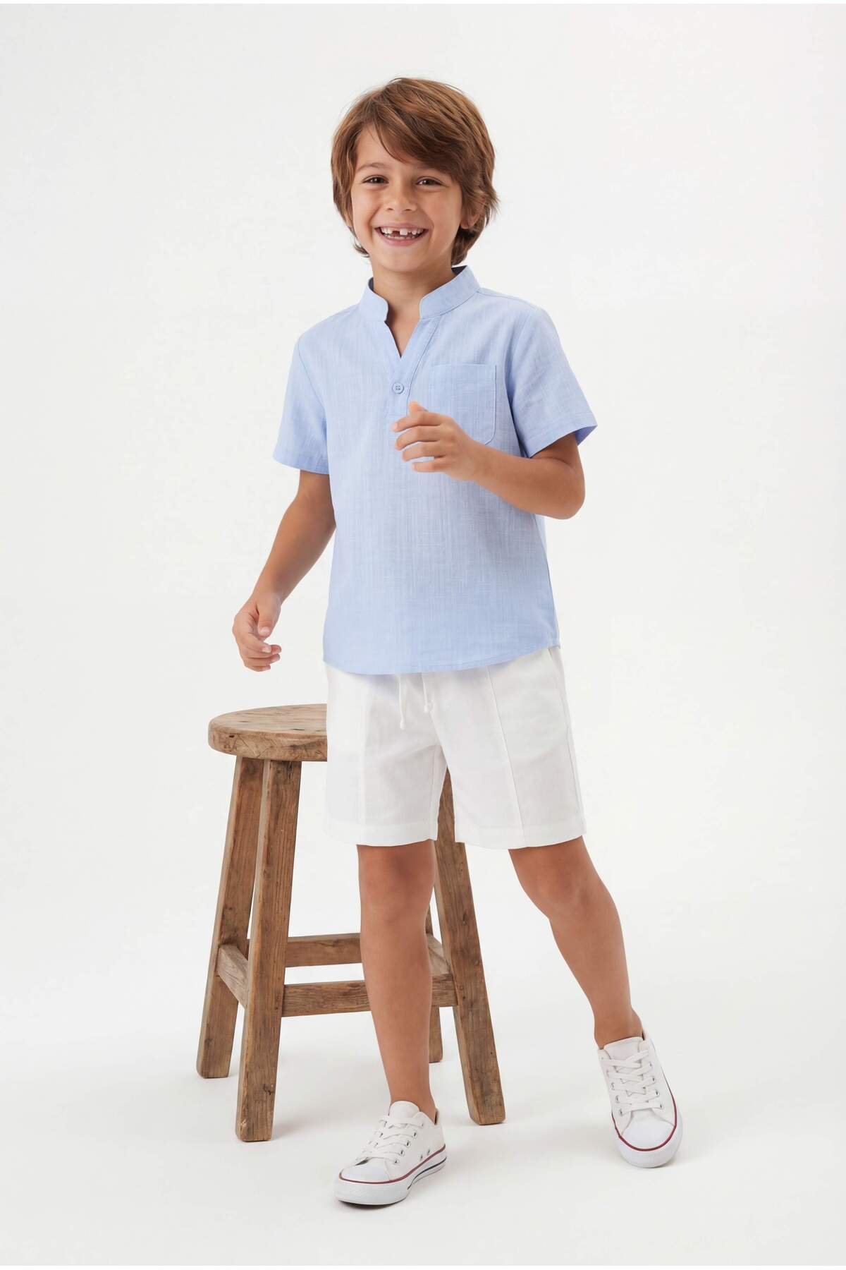 Boys' Linen-Look Shirt & Shorts Set