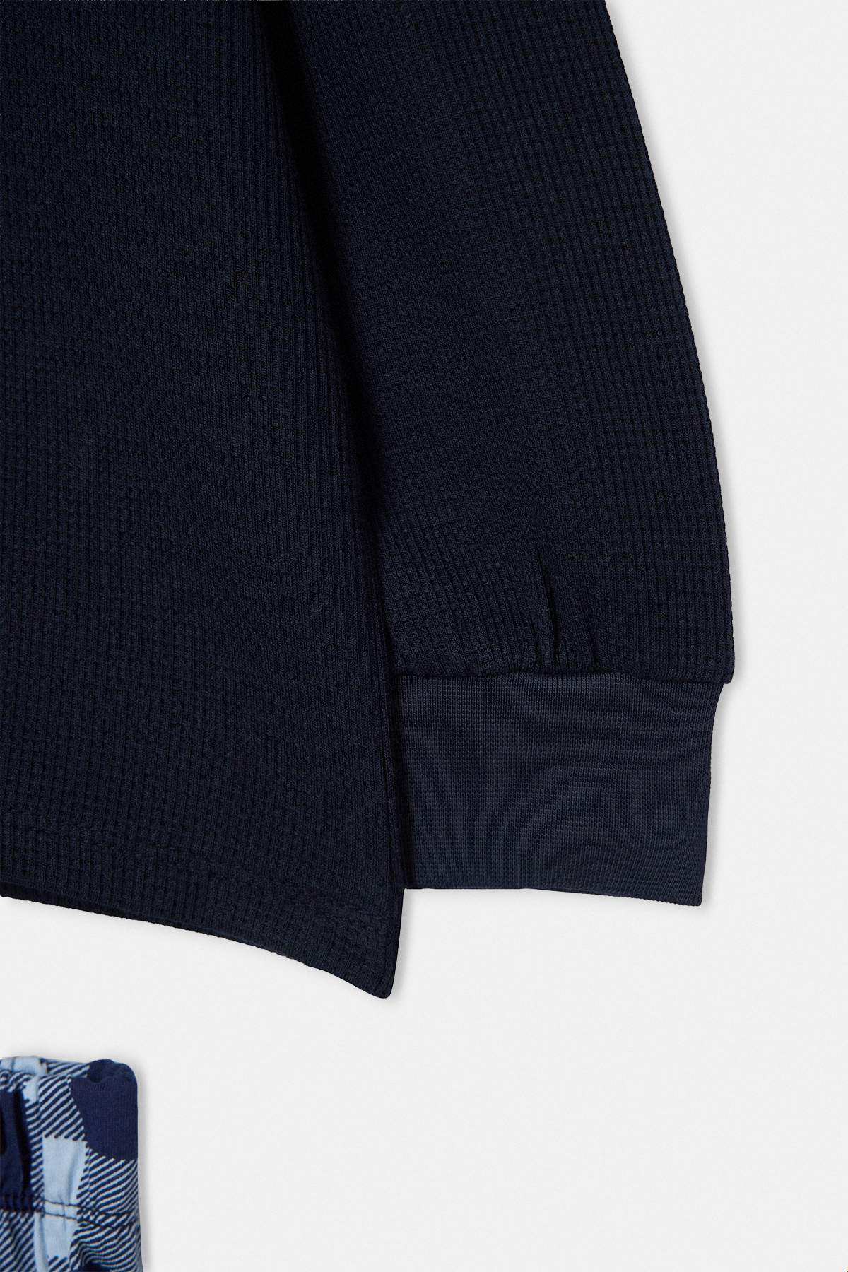 Boys' Navy Top & Checked Trousers Pyjama Set