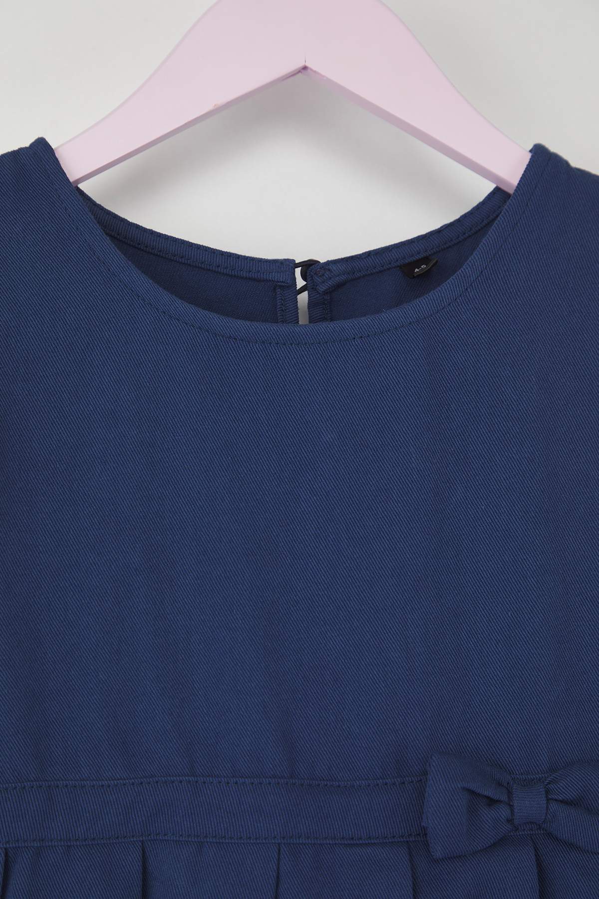 Girls' Navy Cotton A-Line School Dress