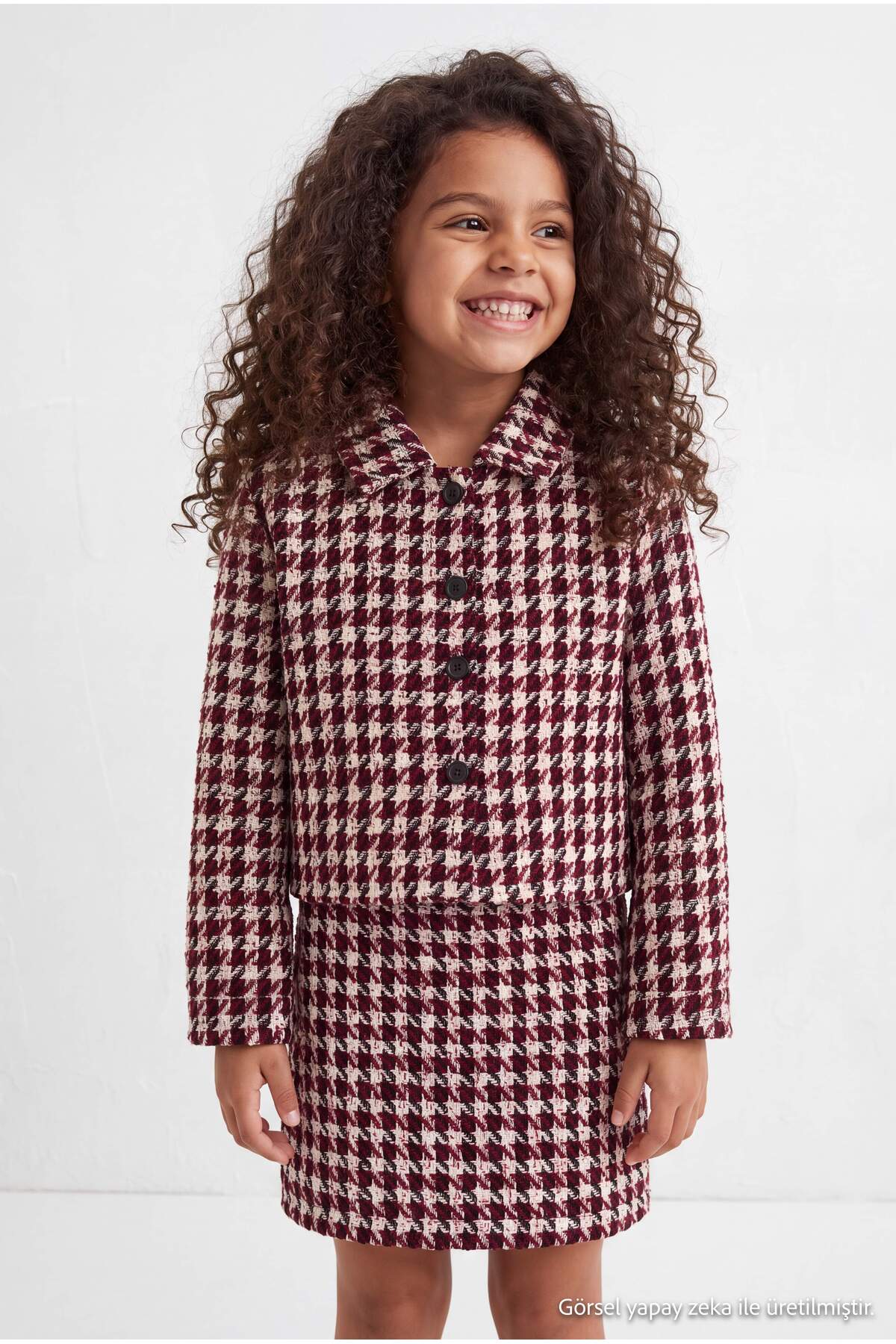 Girls' Red Plain Mini Skirt