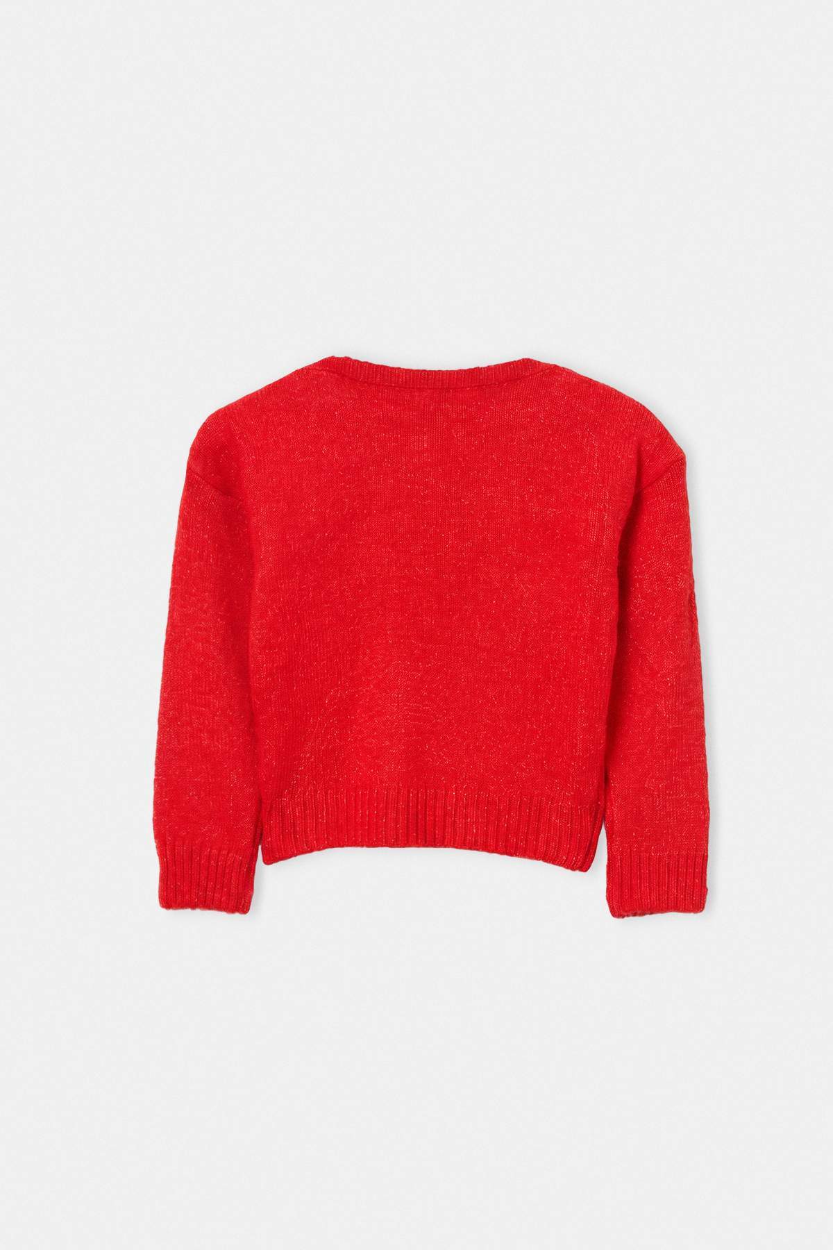 Girls' Red Bow-Front Festive Jumper