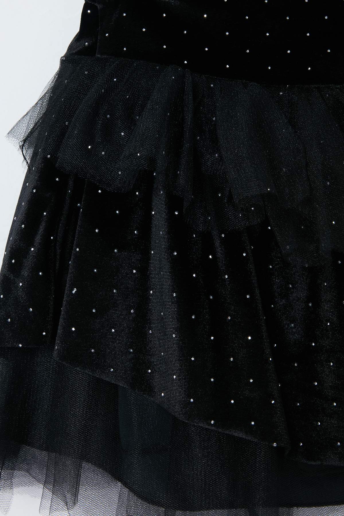 Girls' Black Velvet Rhinestone Tutu Mini Skirt