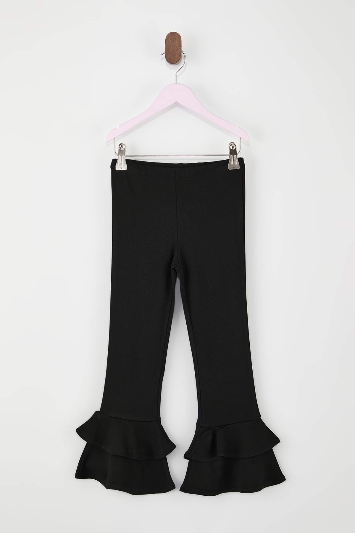 Girls' Black Frilled Flared Trousers