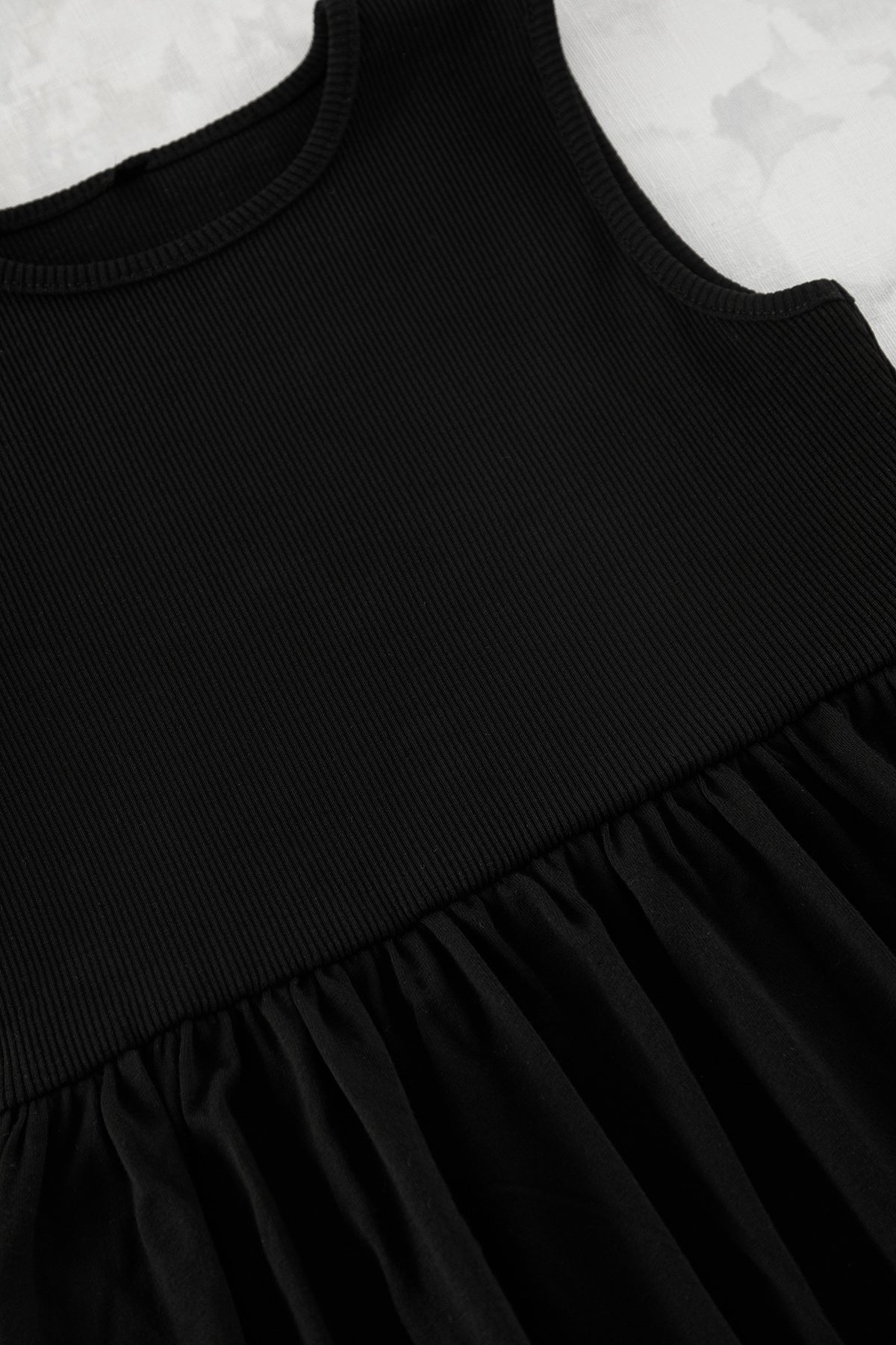 Girls' Black Sleeveless Basic Jersey Dress