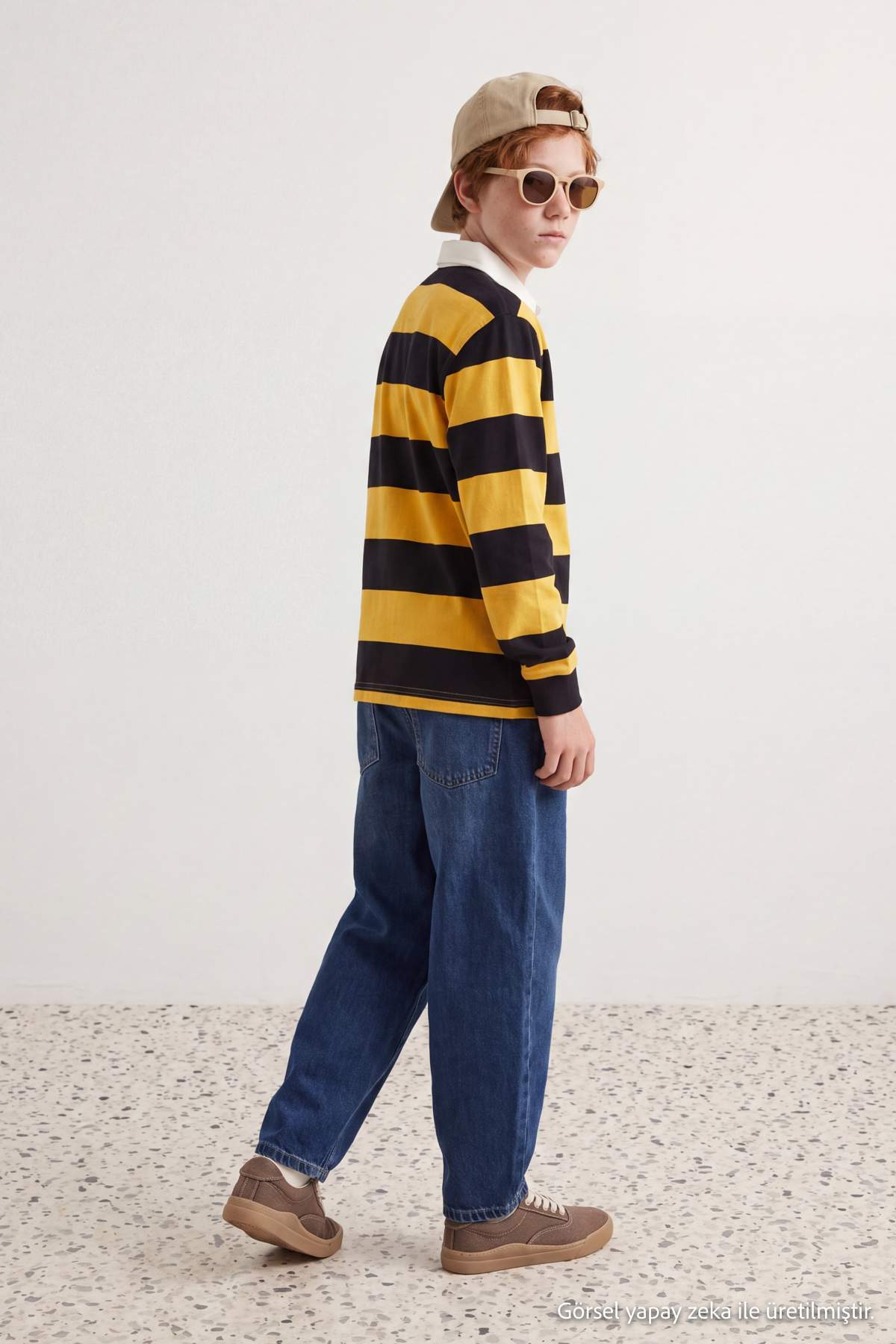 Boys' Dark Blue Cotton Balloon-Fit Jeans