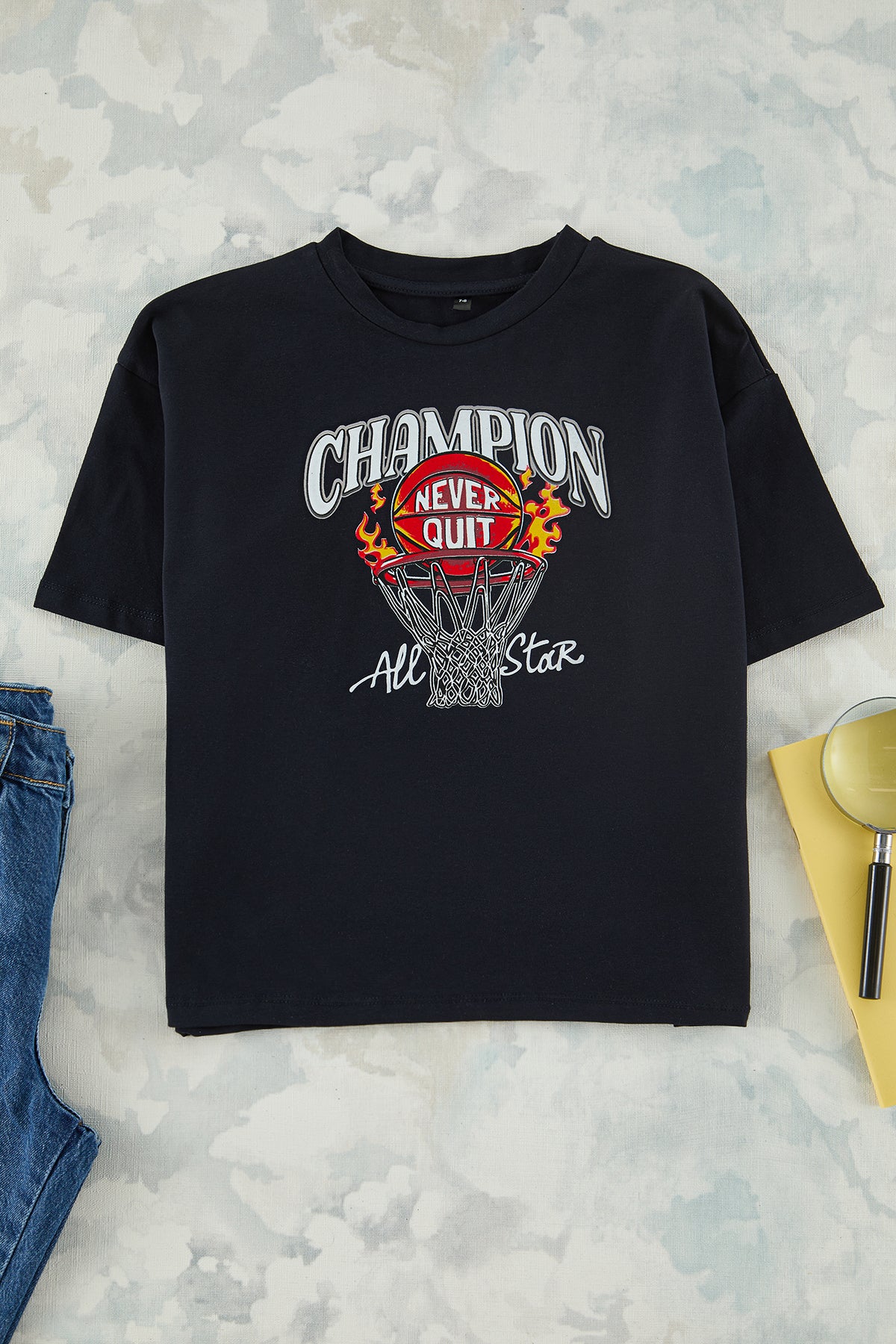 Boys' Navy Basketball-Print T-Shirt