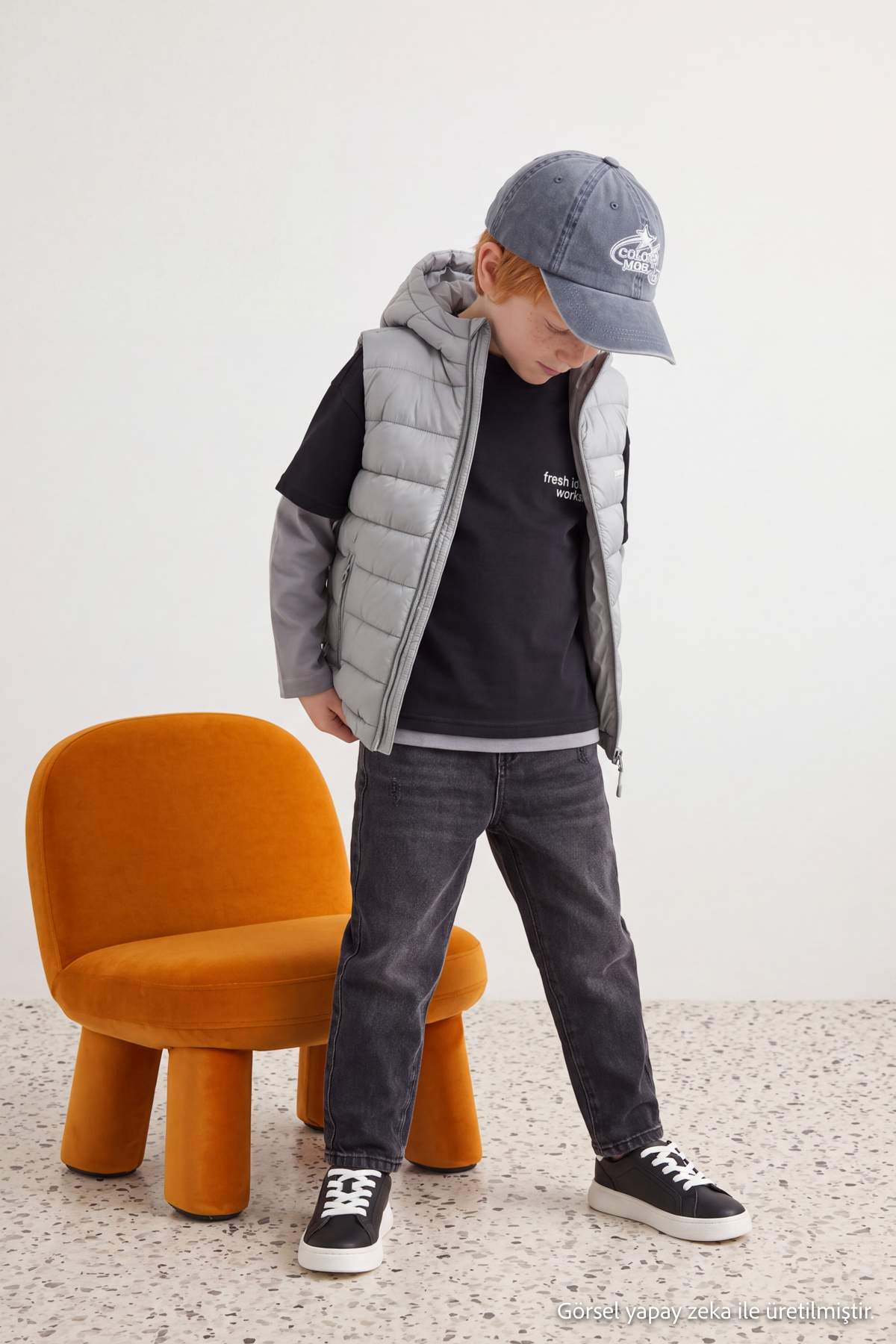 Boys' Baggy Cotton Jeans with Adjustable Waist