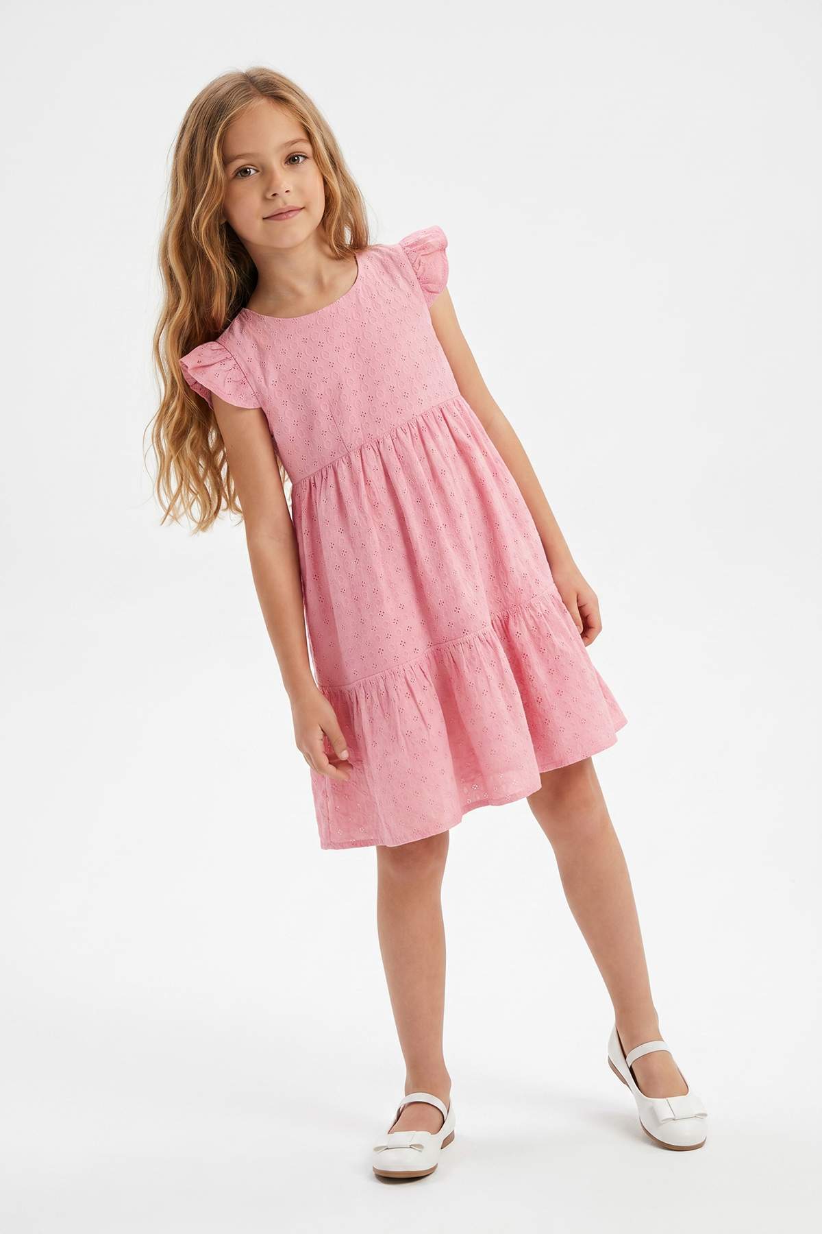 Girls' Cotton Plain Midi Dress