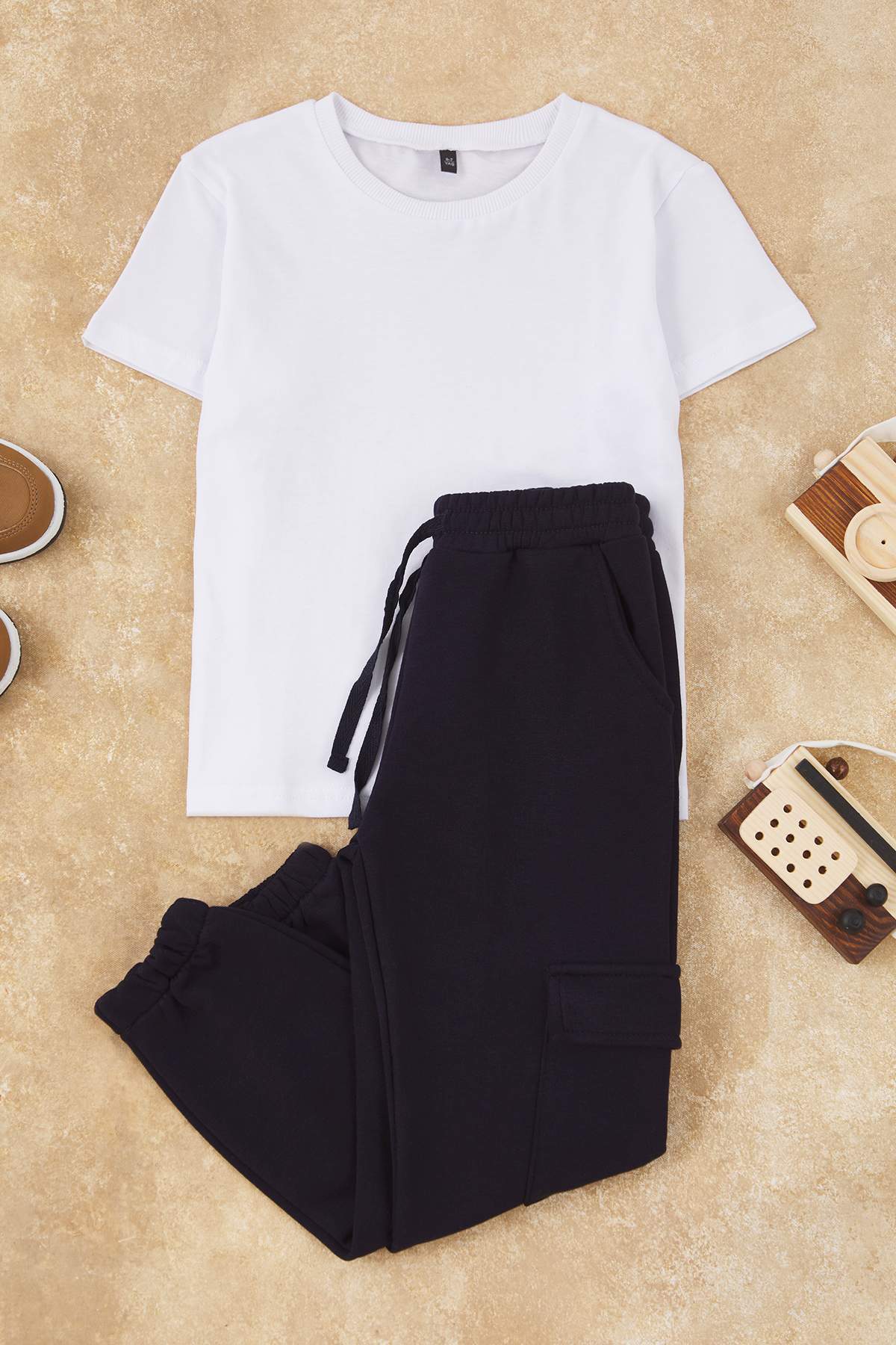 Boys' Navy Oversized School T-Shirt & Trousers Set