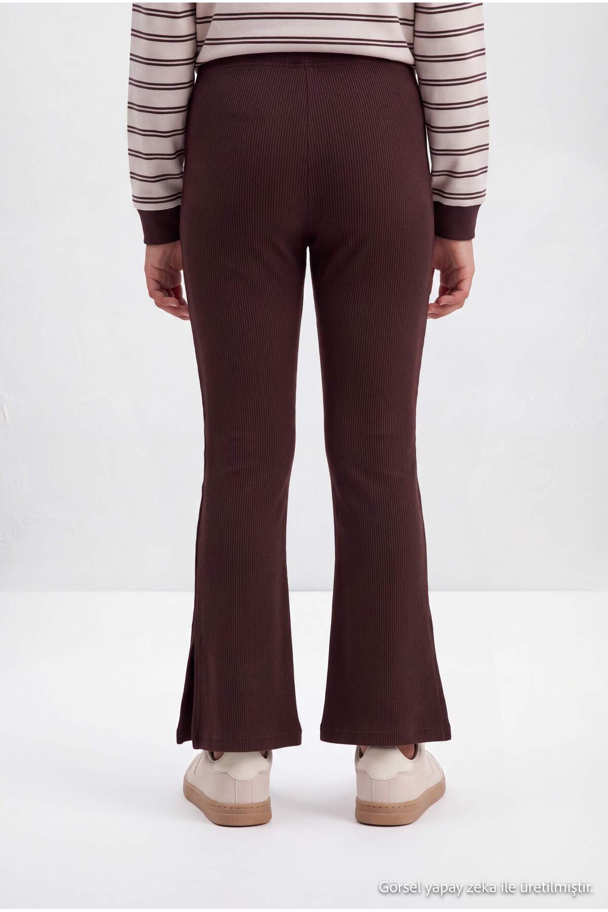 Girls' Brown Knit Leggings