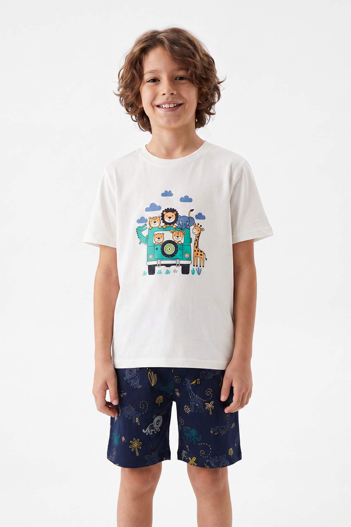 Boys' Ecru Patterned Pyjama Set