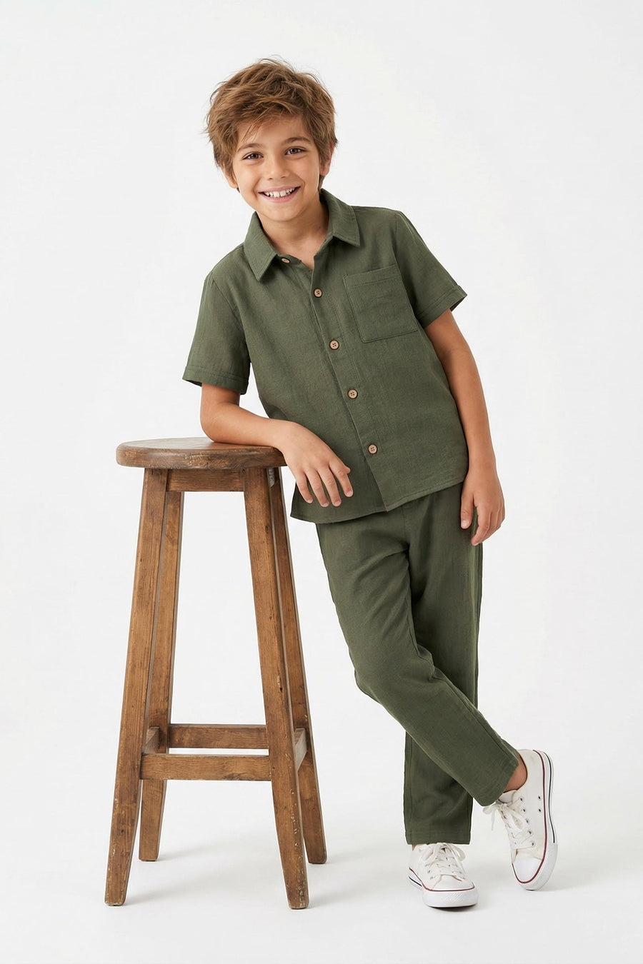 Boys' Textured Shirt & Trousers Set