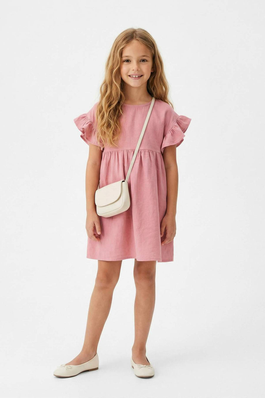 Girls' Muslin Plain Mini Dress