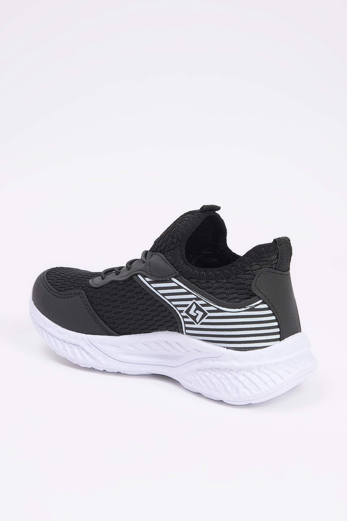 Girls' Black Easy-On Elastic-Lace Sneakers