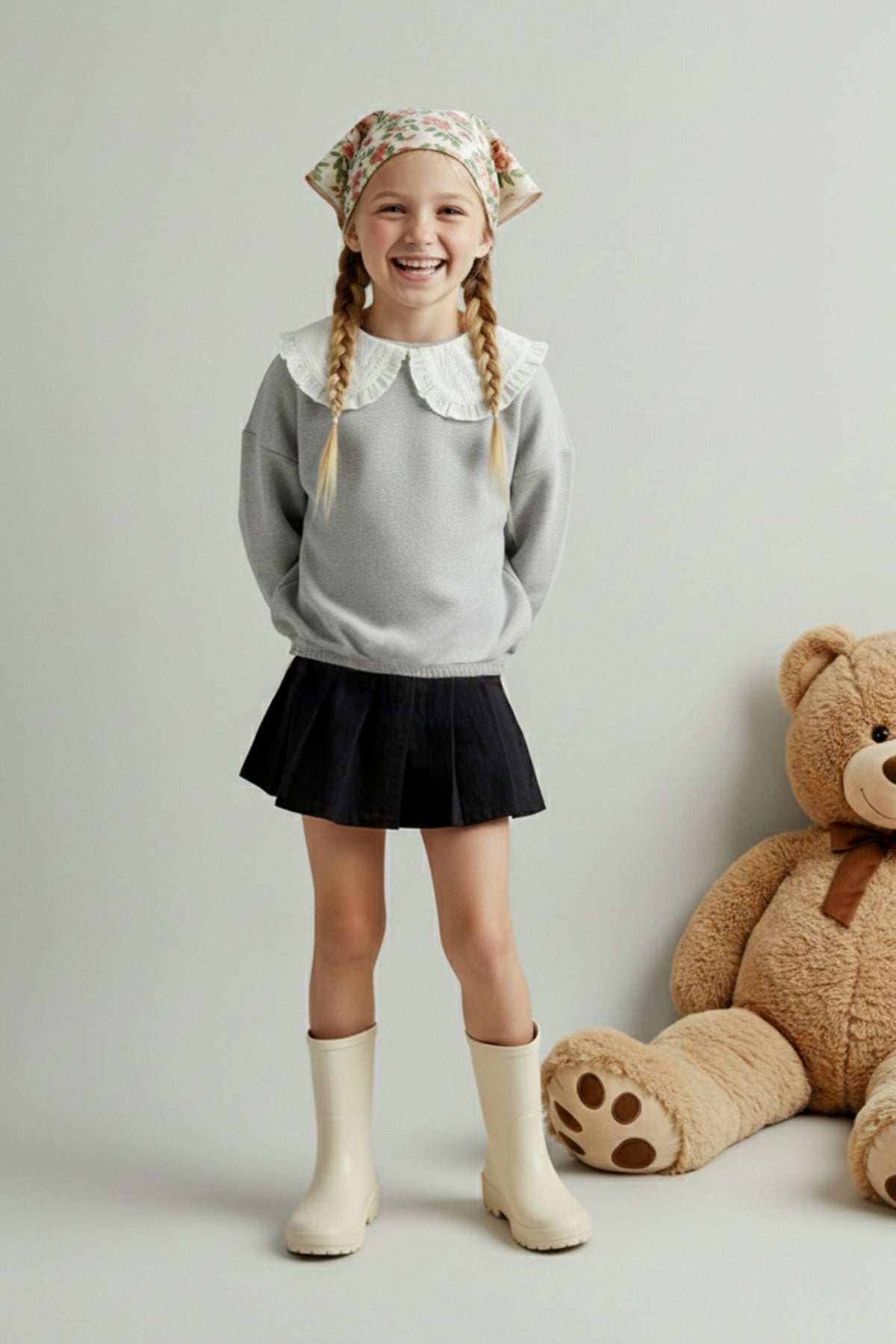 Girls' Cotton Peter Pan Collar Sweatshirt