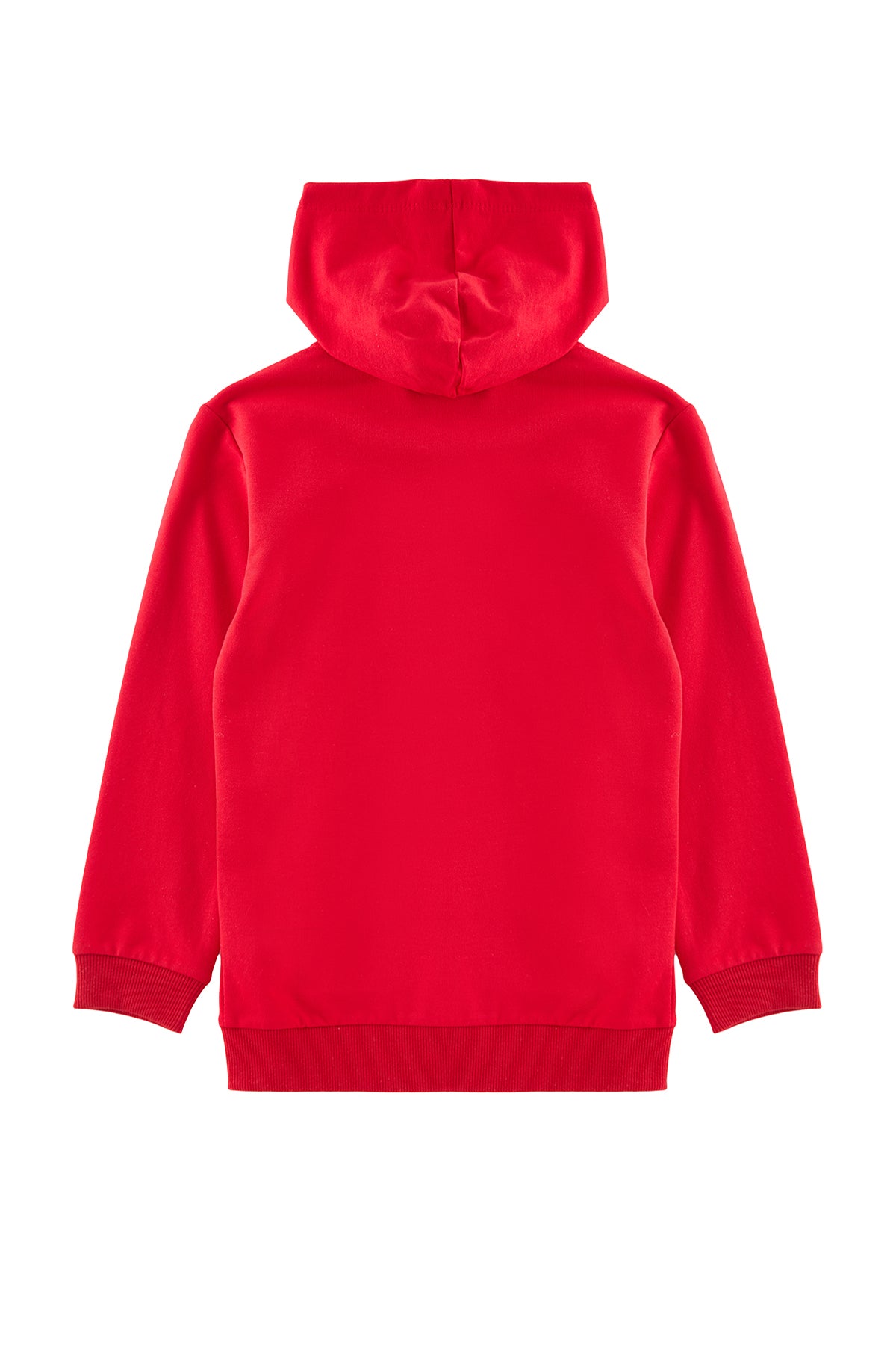 Boys' Red Printed Hooded Zip-Up Cardigan