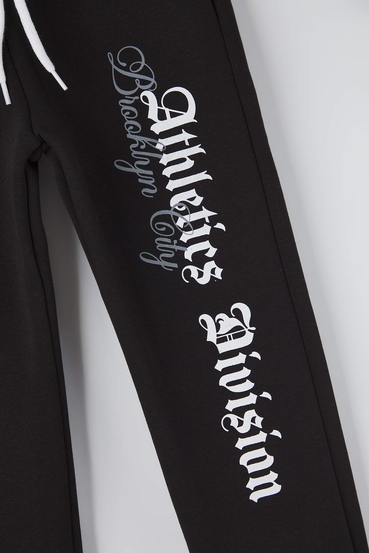 Boys' Black Printed Fleece-Lined Joggers