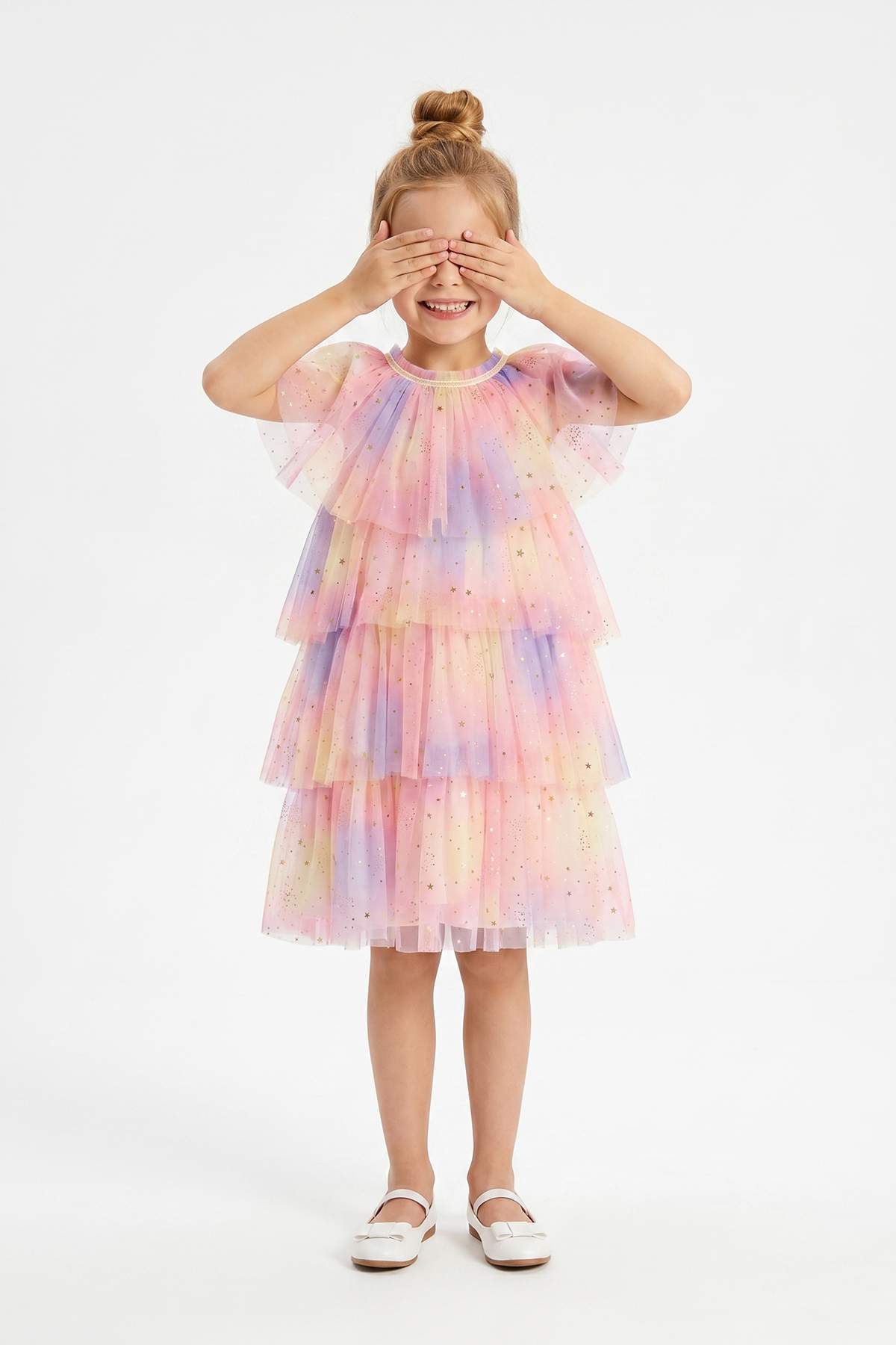 Girls' Tulle-Detail Maxi Dress