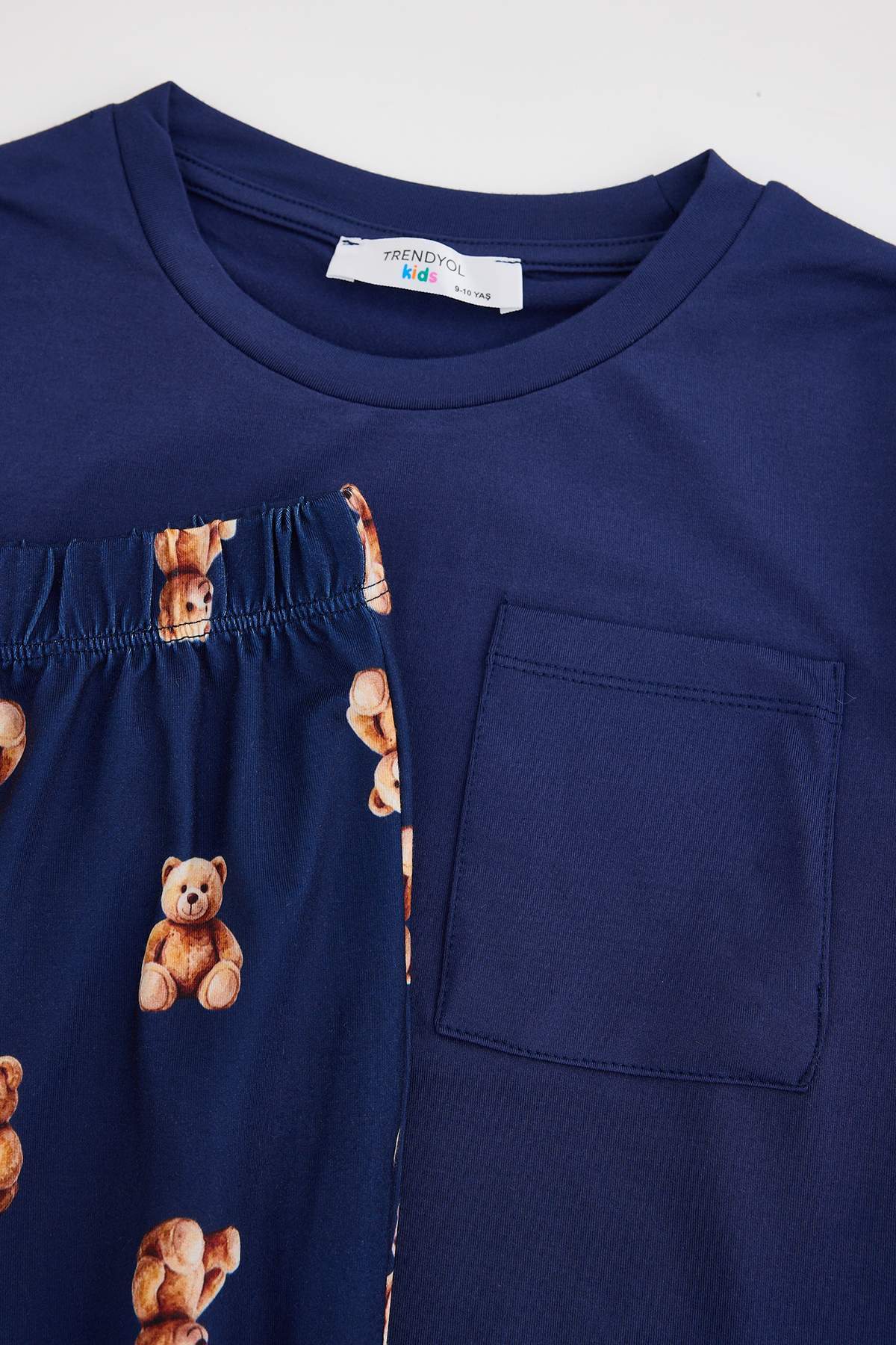 Boys' Navy Pyjama Set with Teddy-Print Trousers