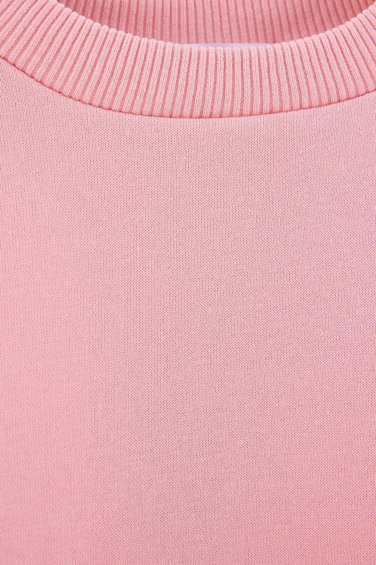 Girls' Plain Fleece-Lined Crew-Neck Sweatshirt
