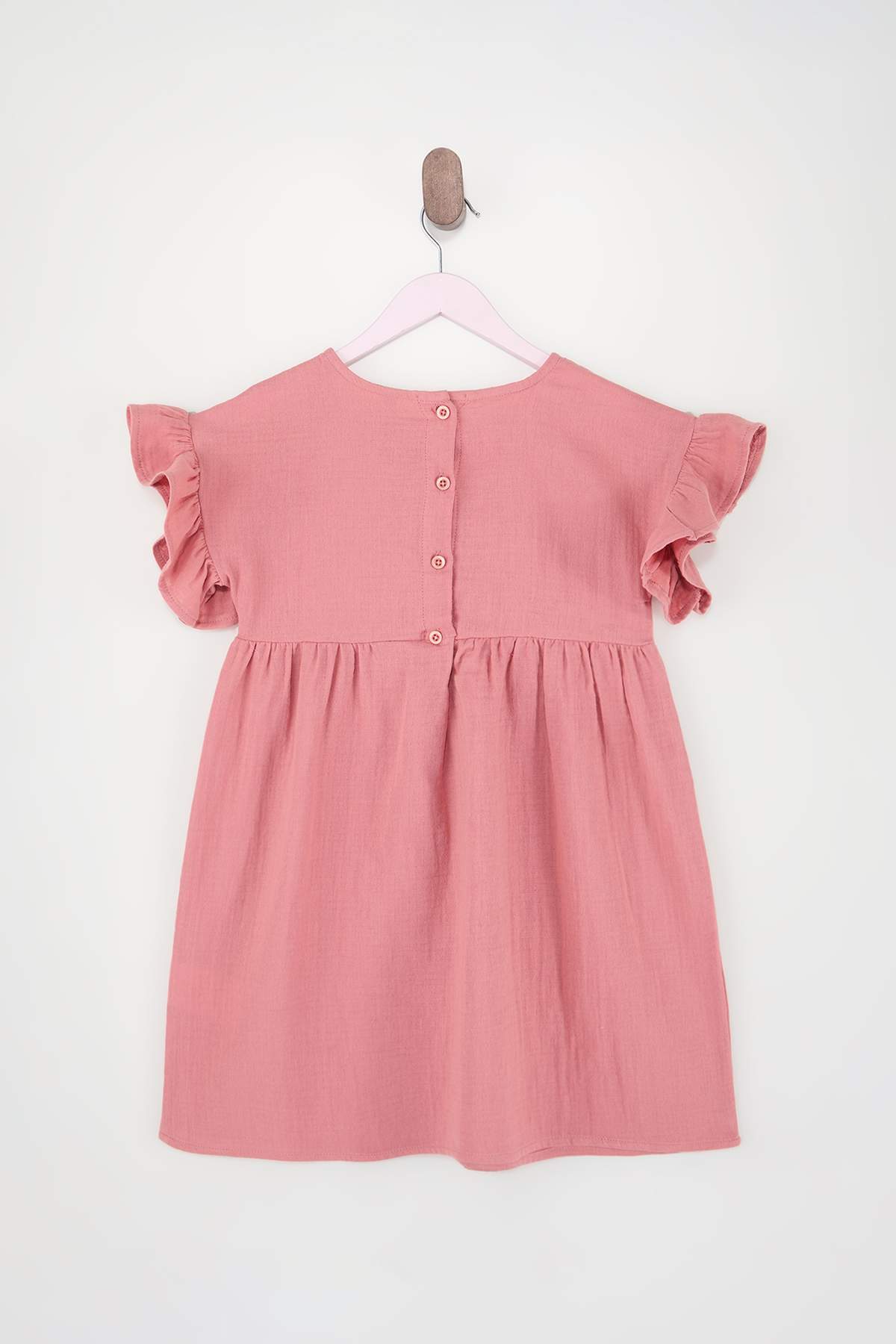 Girls' Muslin Plain Mini Dress