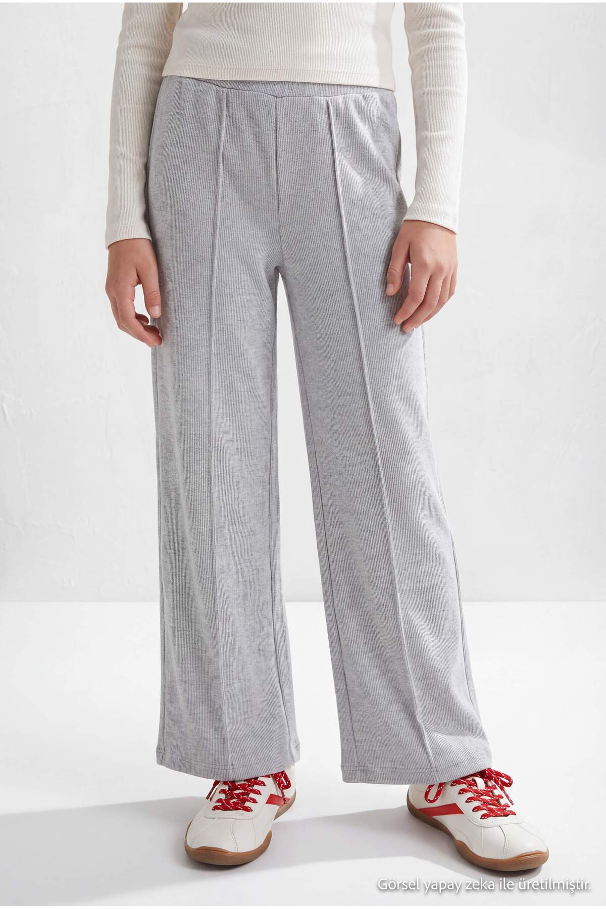 Girls' Grey Knit Trousers