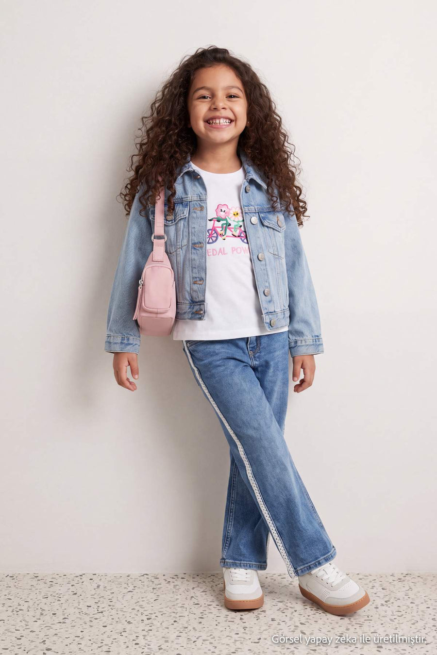 Girls' Blue Lace-Trim Jeans