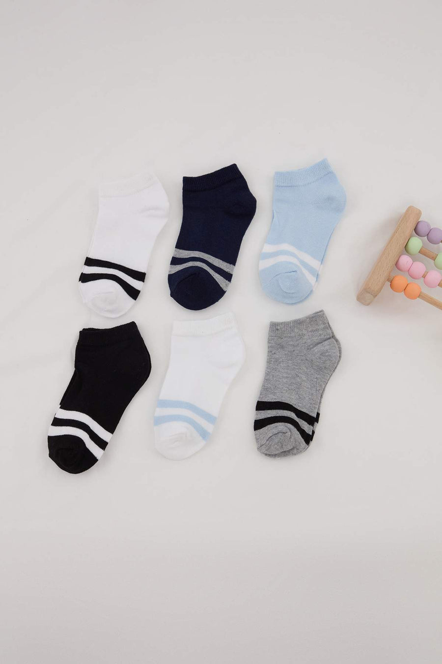 Boys' Stripe-Detail Ankle Socks 6-Pack