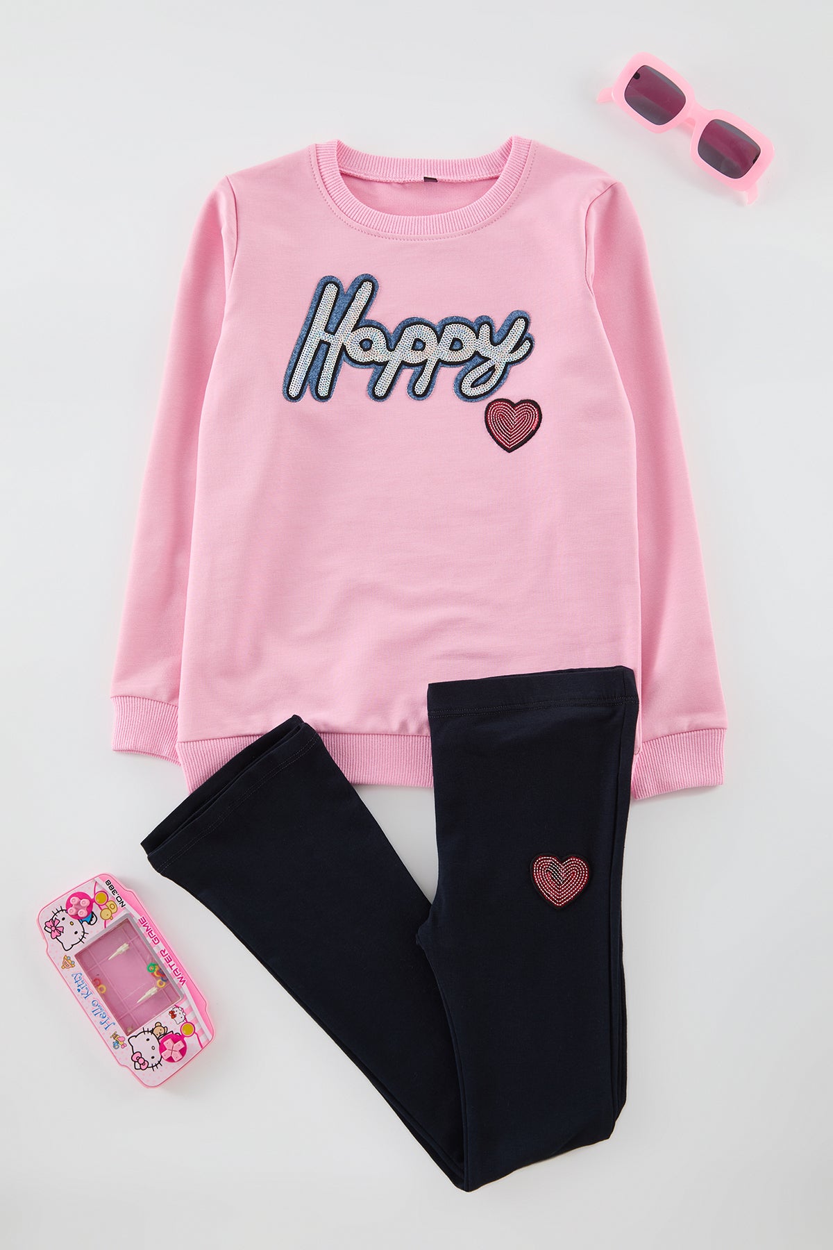 Girls' Ecru Slogan Two-Piece Set
