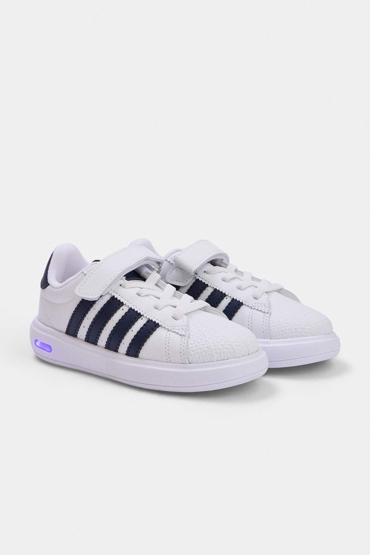 Kids' White Striped Sneakers