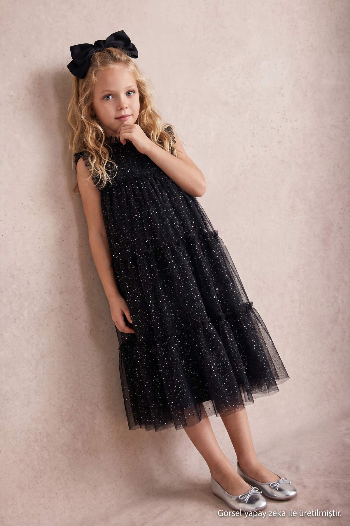 Girls' Black Glitter Tutu Dress