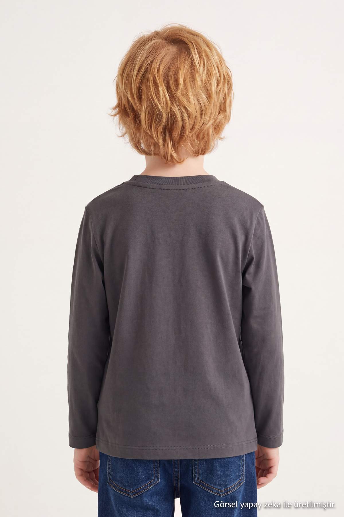 Boys' Anthracite Printed Long-Sleeve T-Shirt