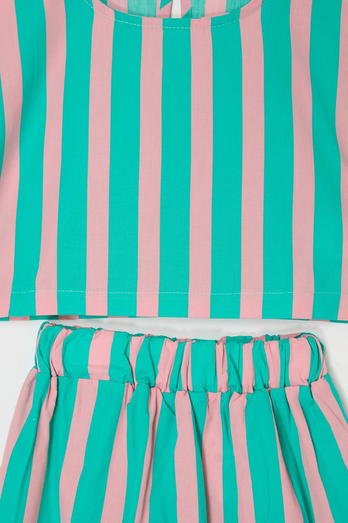 Girls' Striped Crop Top & Ruffle Skirt Set