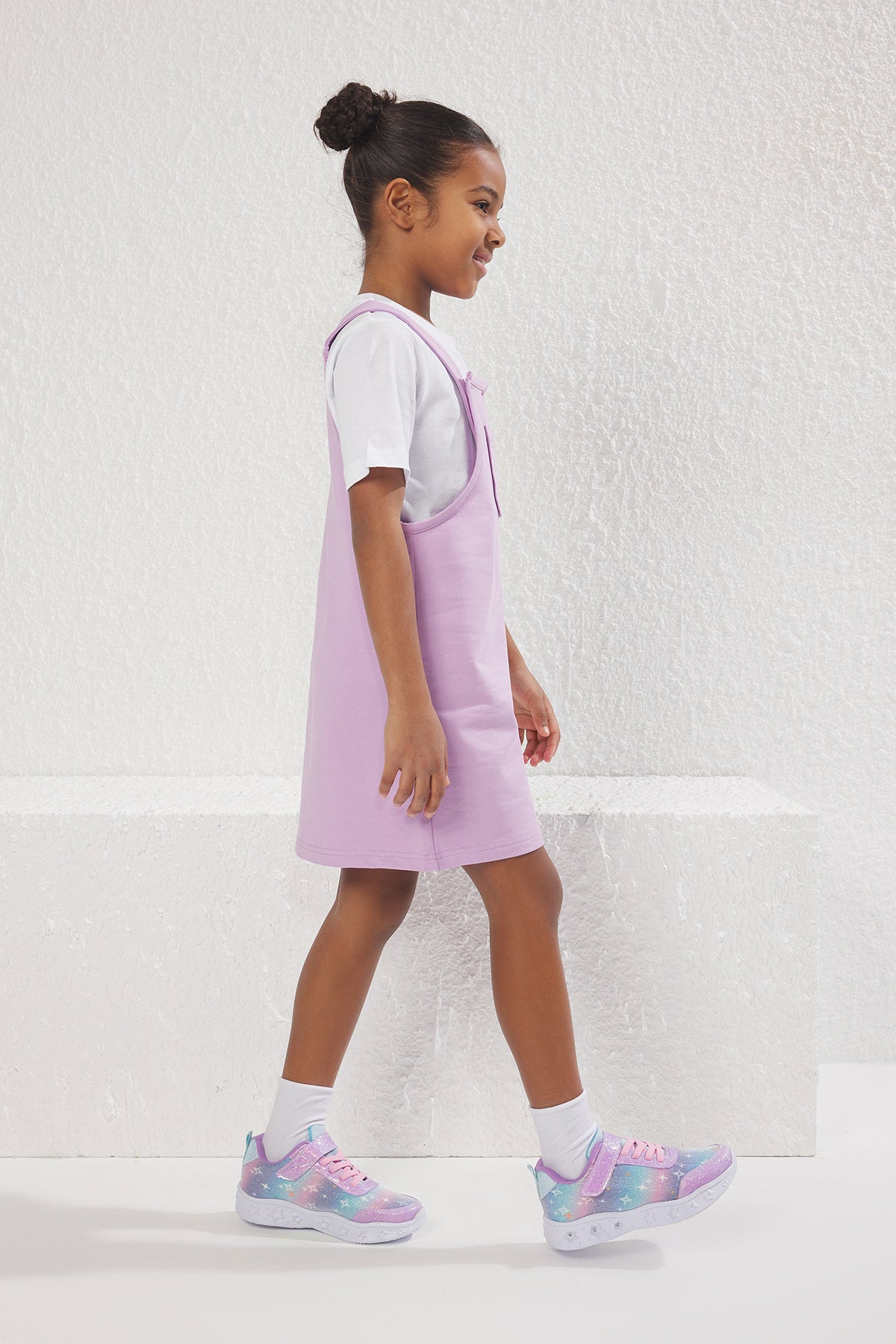 Girls' Lilac T-Shirt & Pinafore Dress Set