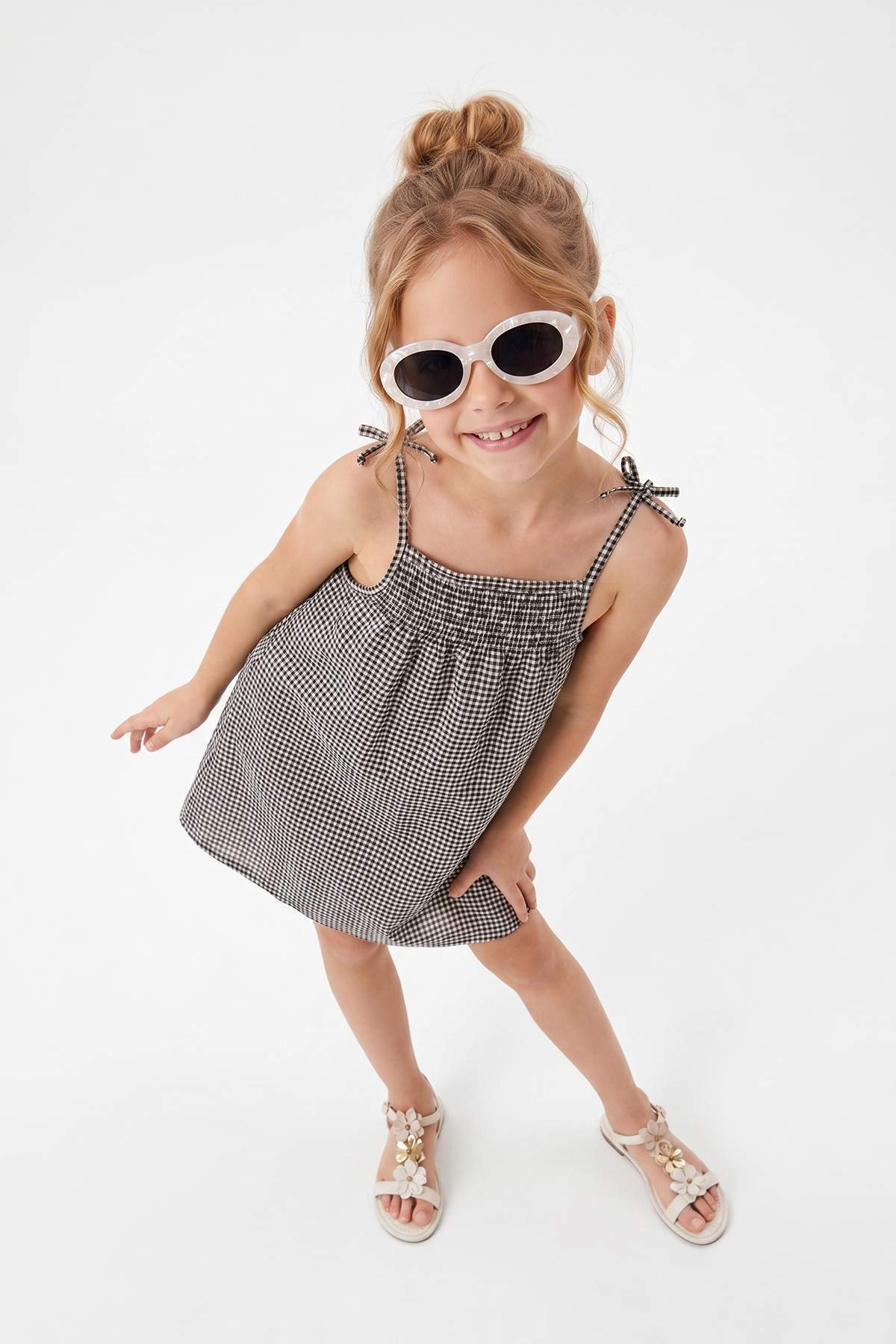 Girls' Black Plain Midi Dress