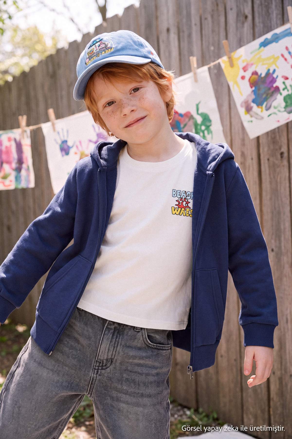 Boys' Navy Basic Cotton Zip-Up Sweatshirt