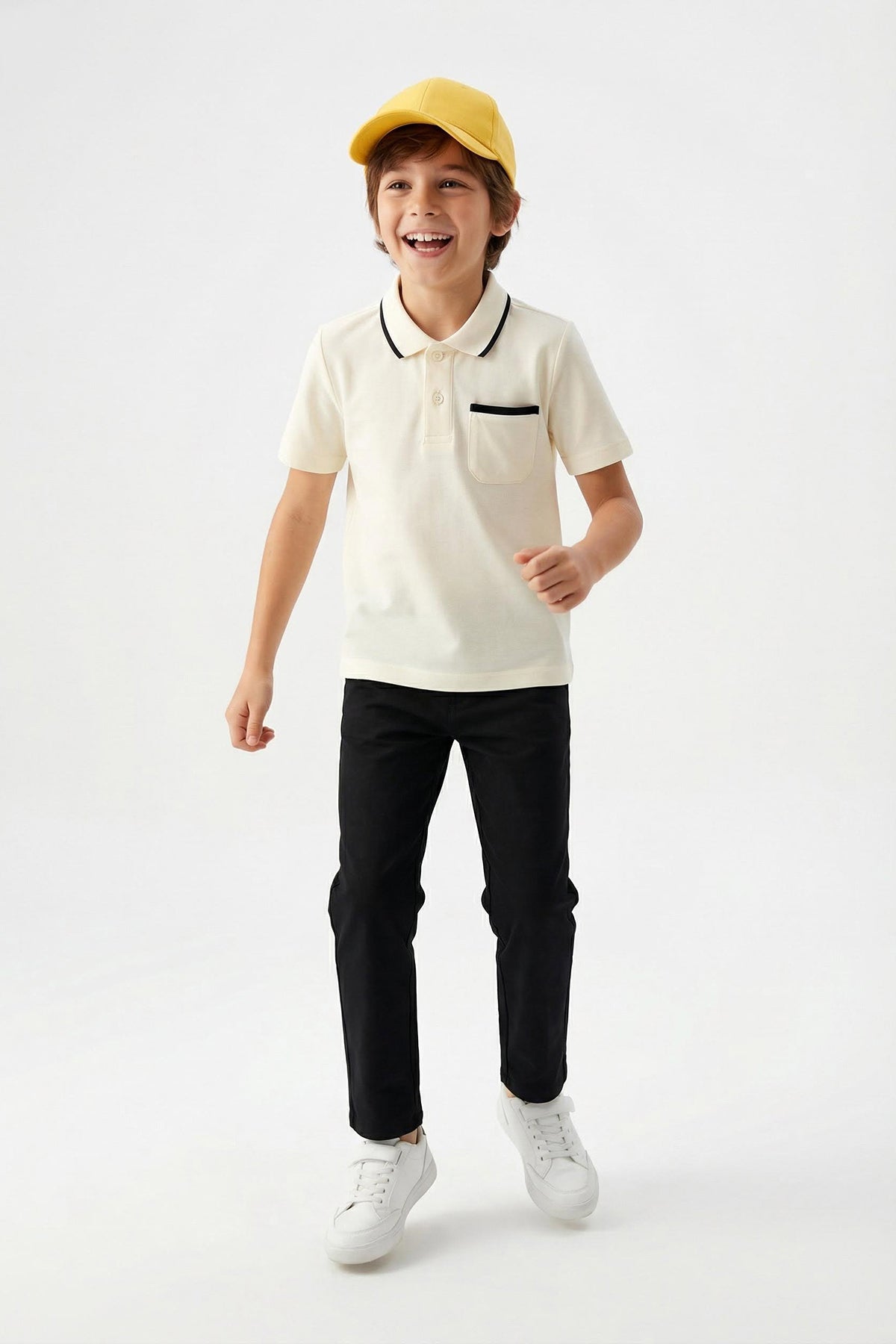 Boys' Ecru Polo Top & Trousers Set