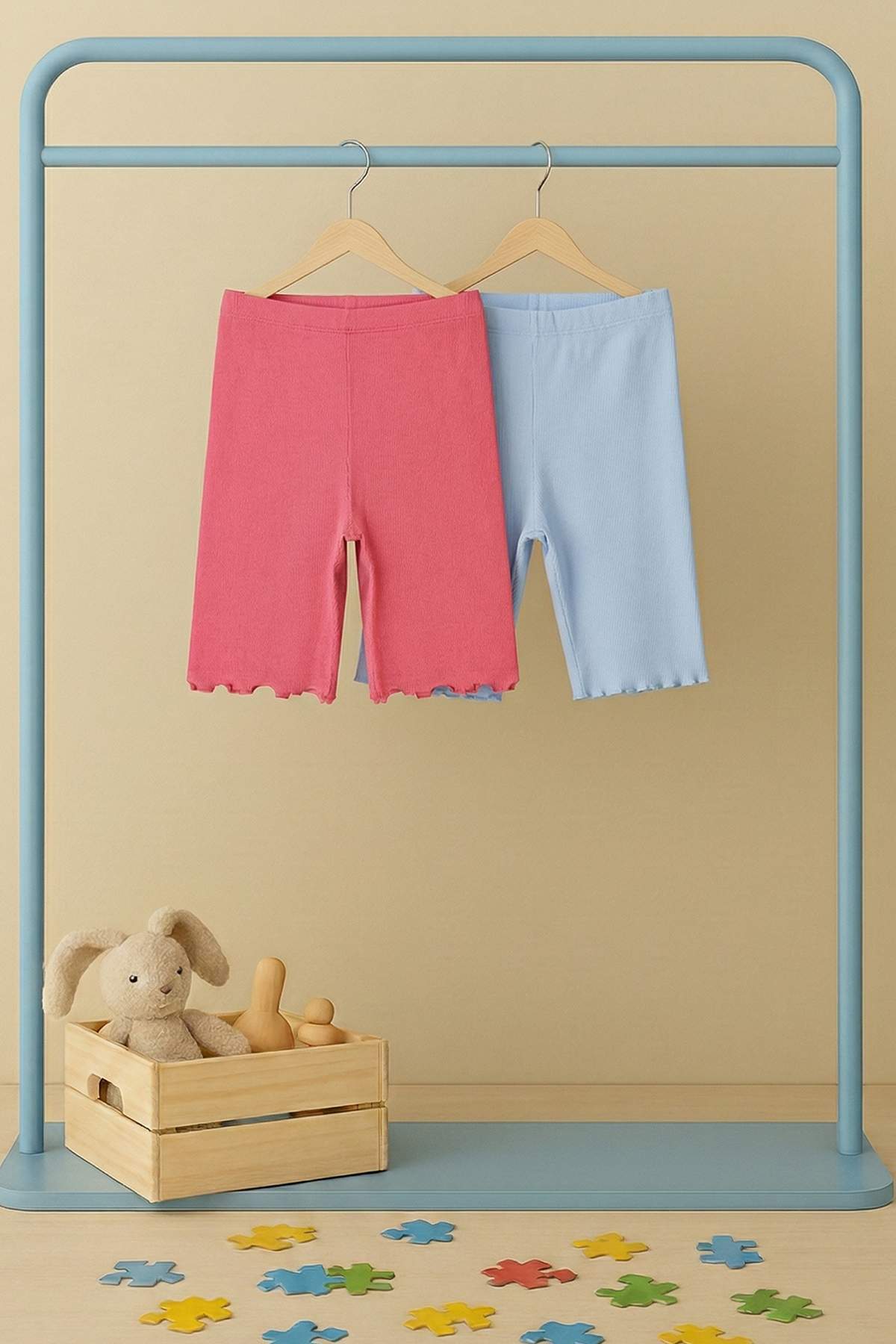 Girls' Pink Plain Leggings