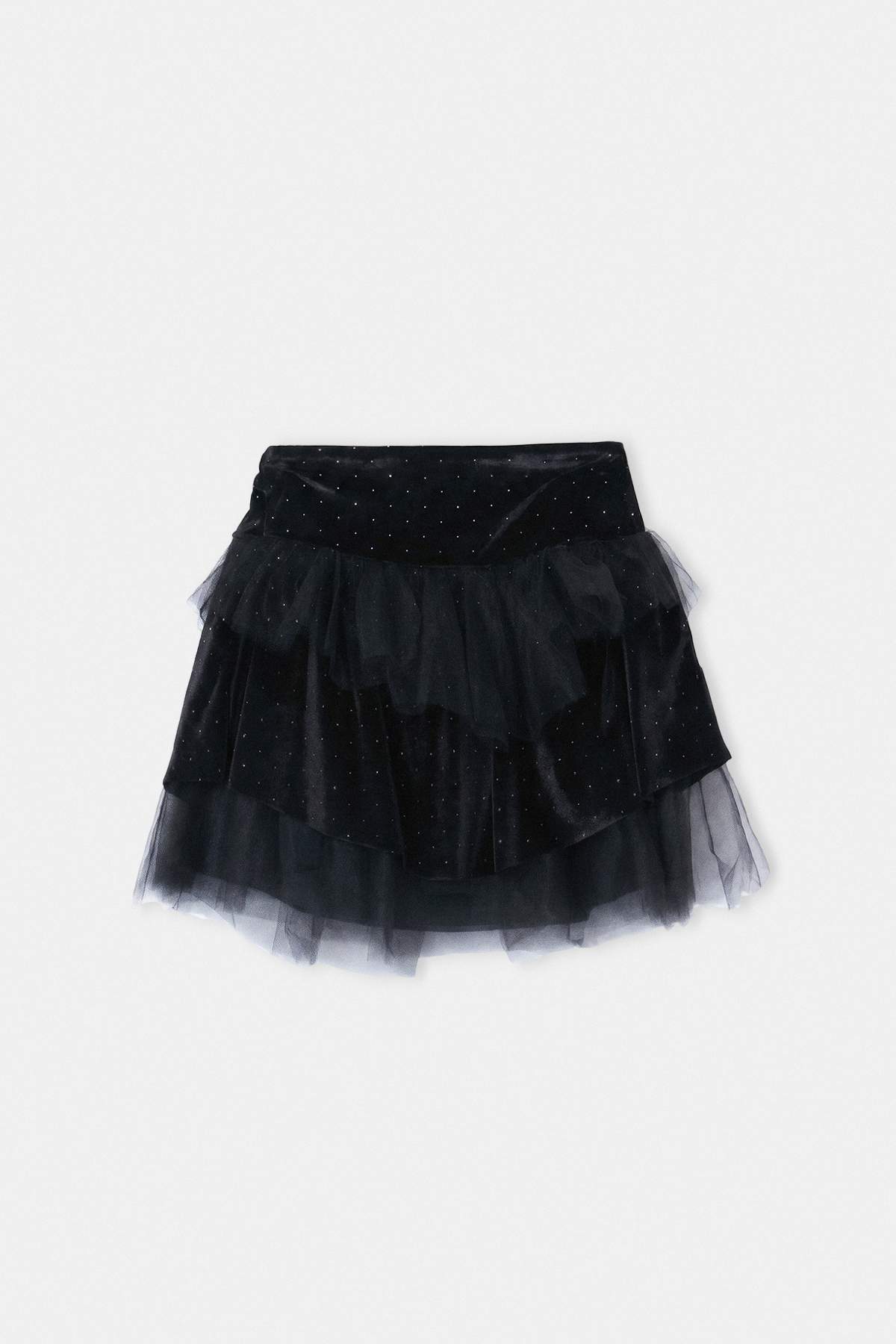 Girls' Black Velvet Rhinestone Tutu Mini Skirt