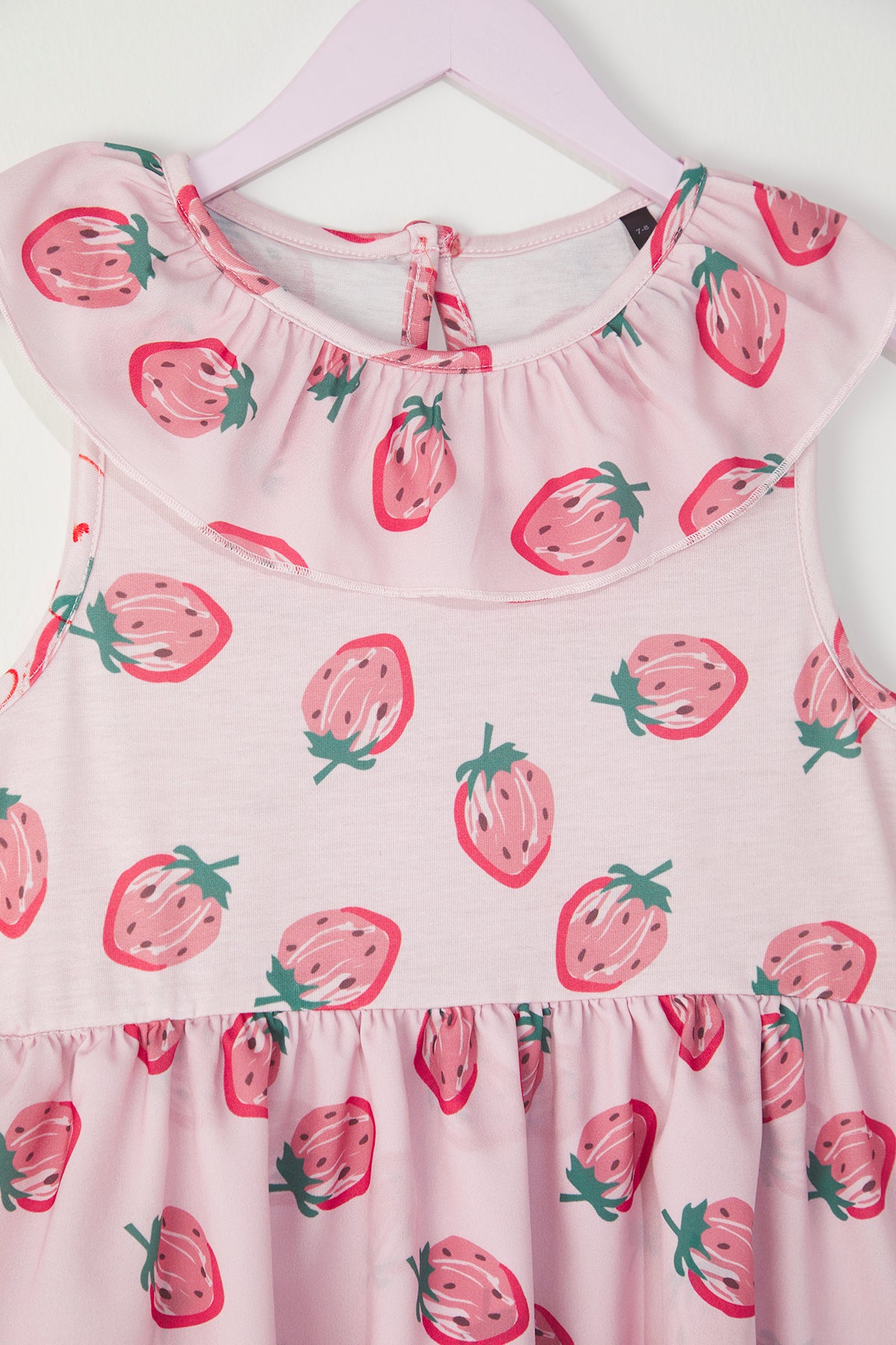 Girls' Ecru Heart-Print Short-Sleeve Mini Dress