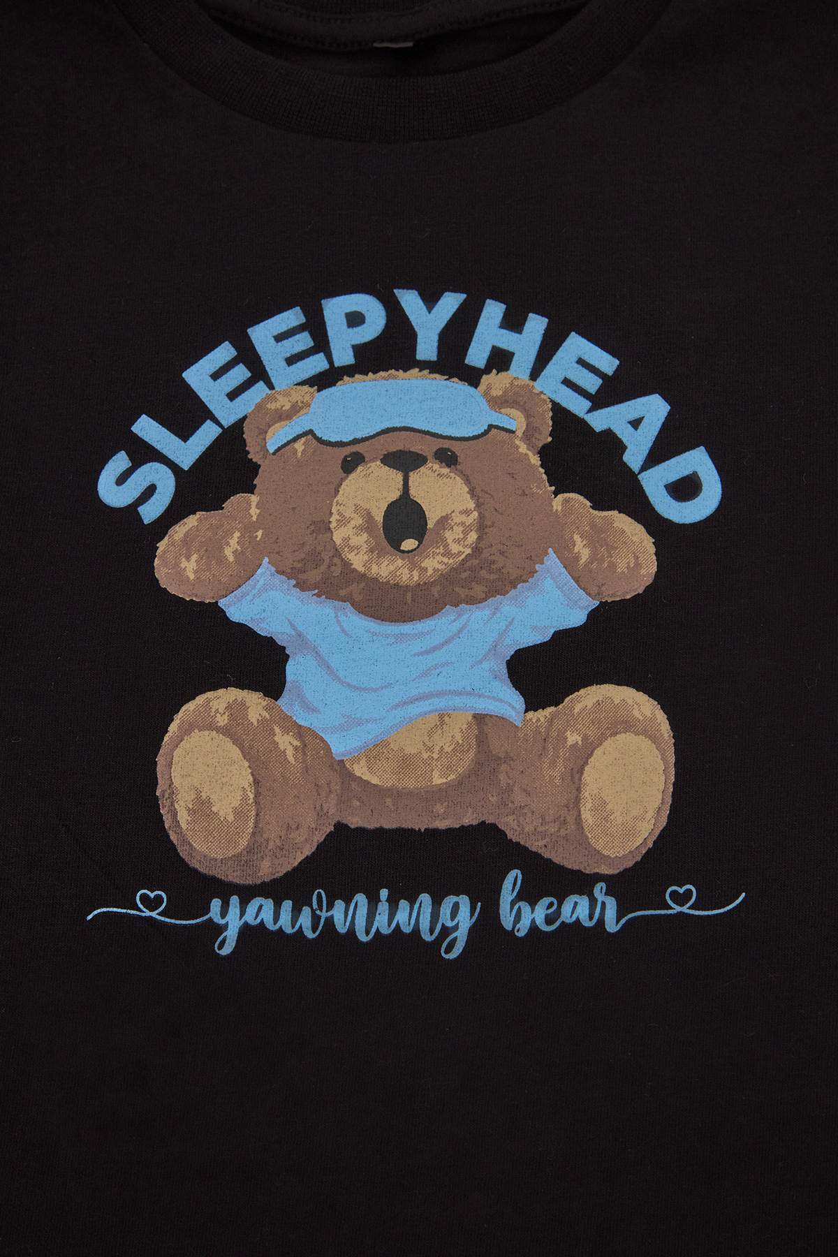 Boys' Black T-Shirt & Teddy-Print Shorts Pyjama Set