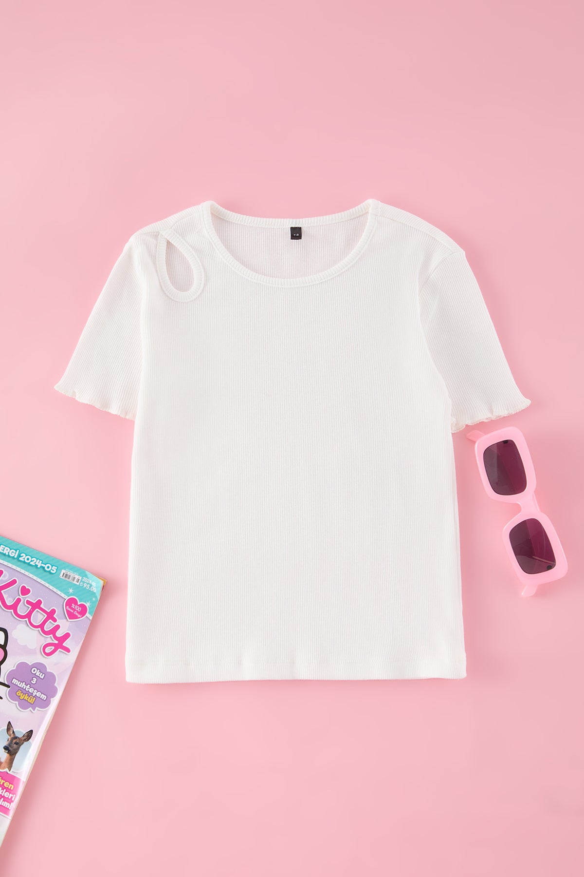Girls' Cut-Out Detail Cotton T-Shirt